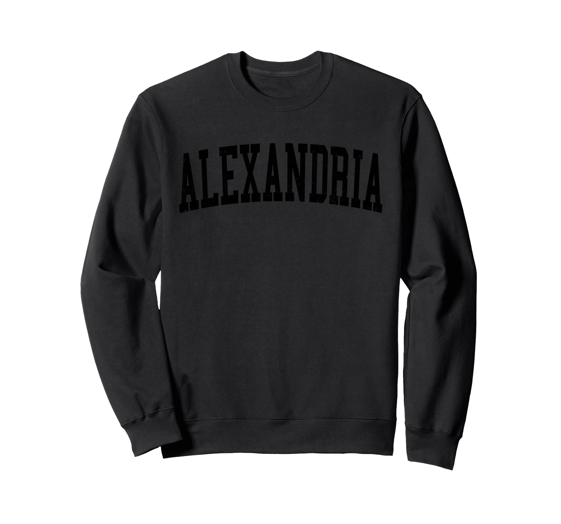 Alexandria Va Distressed Black Varsity Sweatshirt - Graphic Print Unisex - T-Shirt, Sweatshirt, Hoodie
