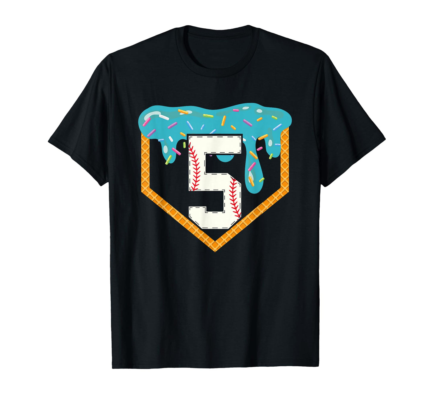 Baseball Drip 5Th Birthday 5 Year T-Shirt - Fun Novelty Design for Adults - T-Shirt, Sweatshirt, Hoodie