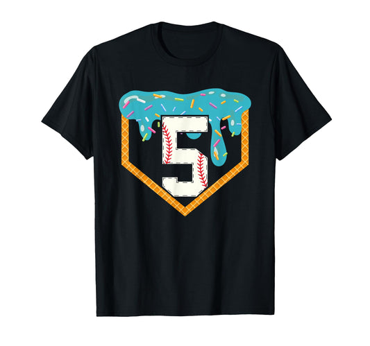 Baseball Drip 5Th Birthday 5 Year T-Shirt - Fun Novelty Design for Adults - T-Shirt, Sweatshirt, Hoodie