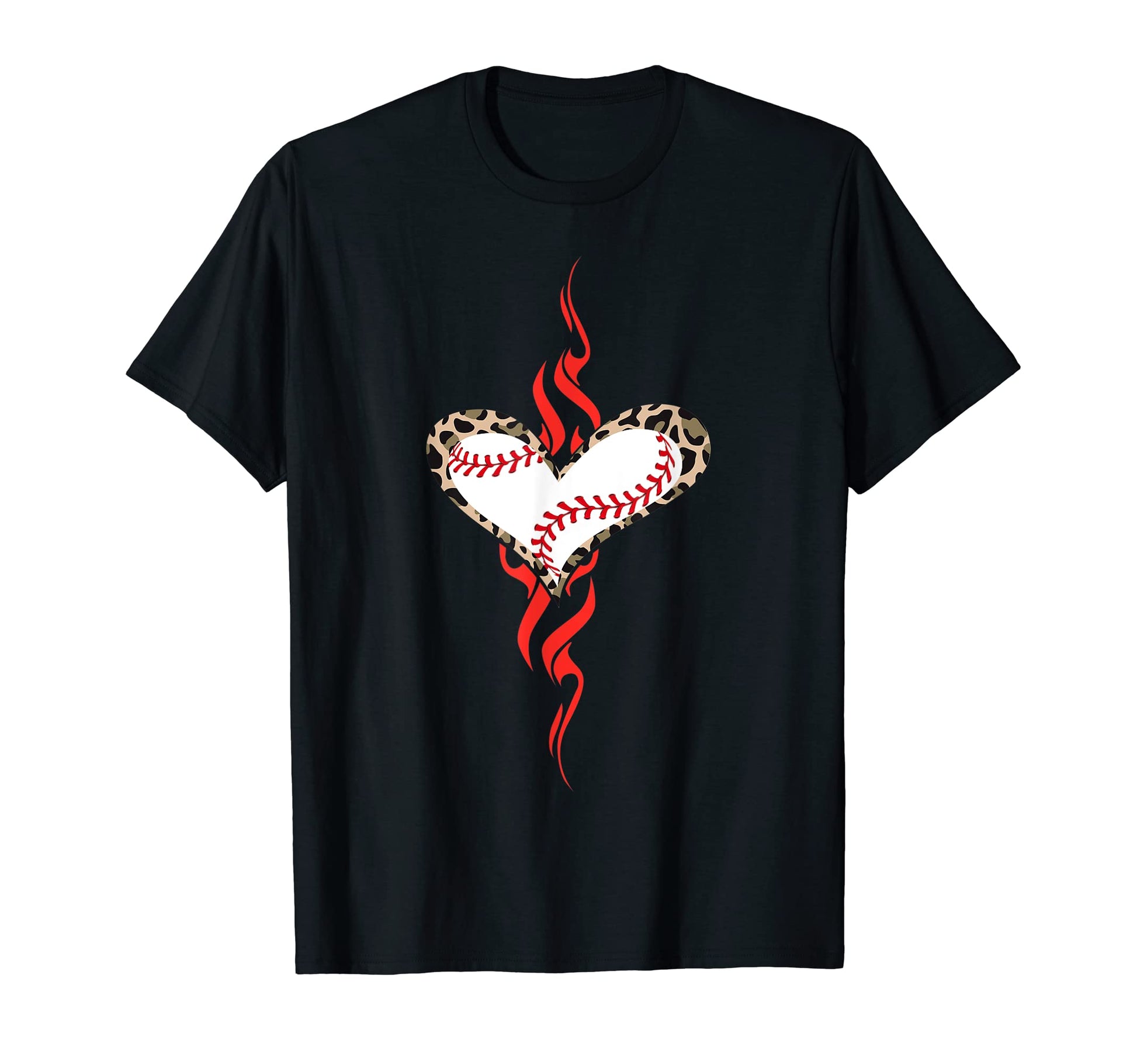 Baseball Leopard Heart Distressed T-Shirt - Casual Everyday Wear Men Women - T-Shirt, Sweatshirt, Hoodie