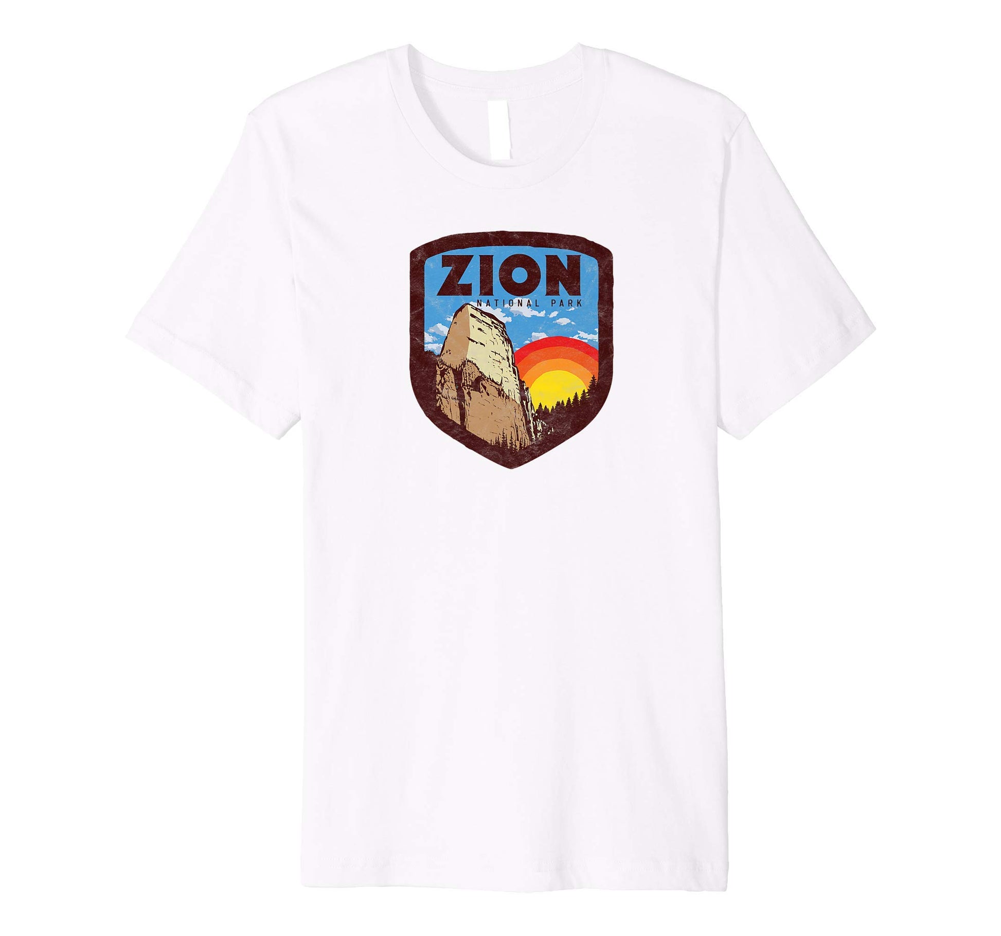 Zion National Park Utah 80S Badge T-Shirt - Unique Graphic Men Women - T-Shirt, Sweatshirt, Hoodie