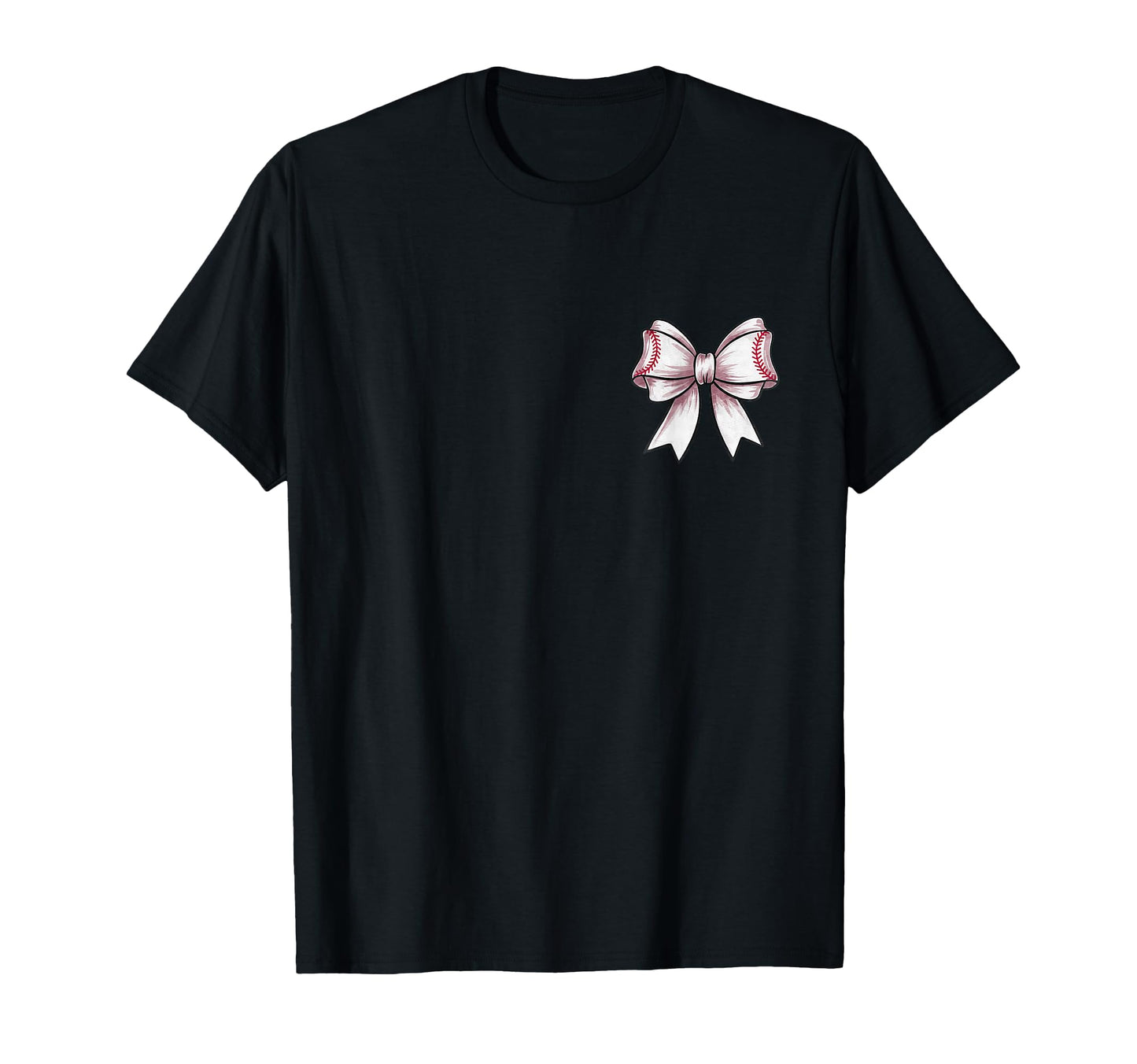 Baseball Bow Game Day Coquette Front T-Shirt - Custom Art Print for Adults - T-Shirt, Sweatshirt, Hoodie