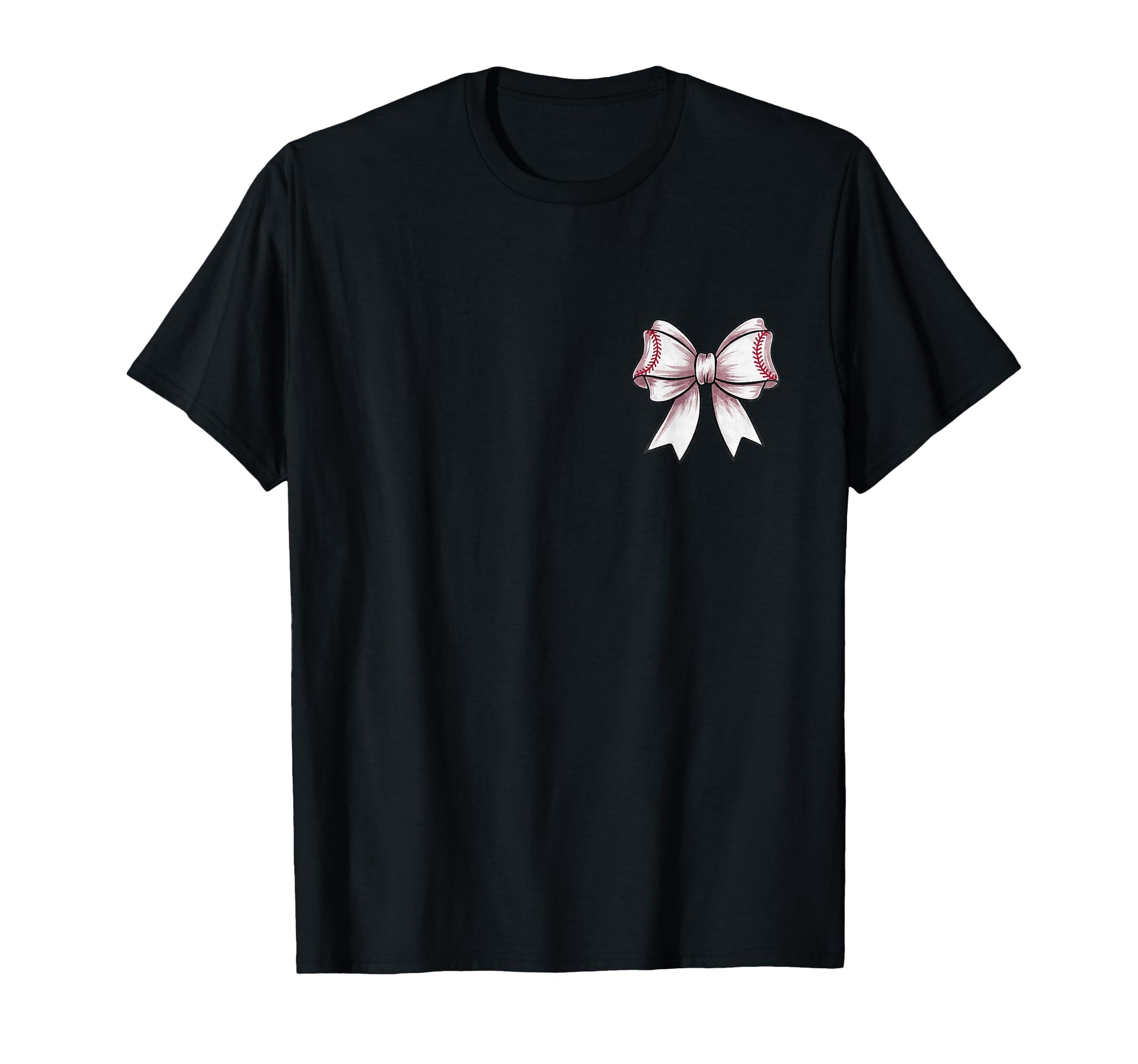 Baseball Bow Game Day Coquette Front T-Shirt - Custom Art Print for Adults - T-Shirt, Sweatshirt, Hoodie
