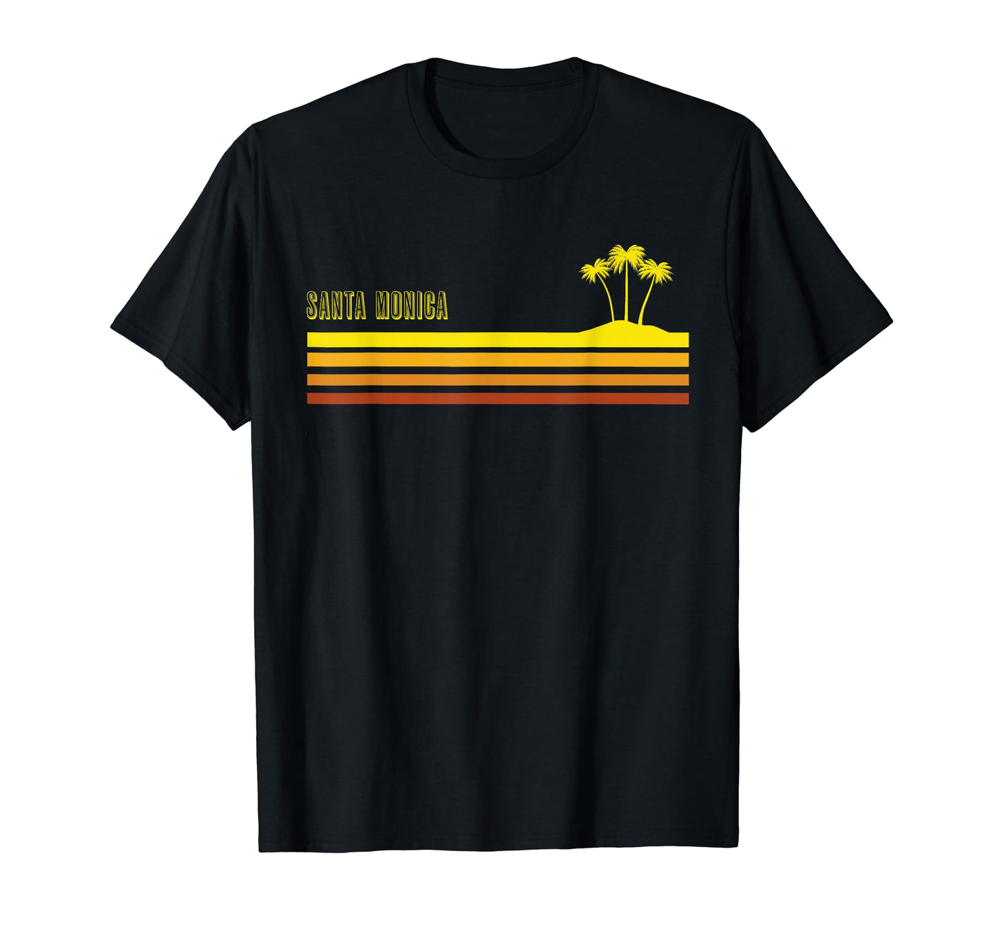 Santa Monica Beach 70S Striped Palm T-Shirt - Aesthetic Graphic for Adults - T-Shirt, Sweatshirt, Hoodie