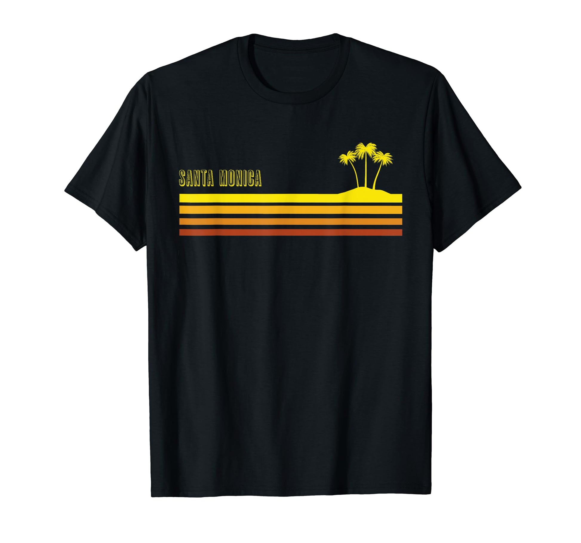 Santa Monica Beach 70S Striped Palm T-Shirt - Aesthetic Graphic for Adults - T-Shirt, Sweatshirt, Hoodie