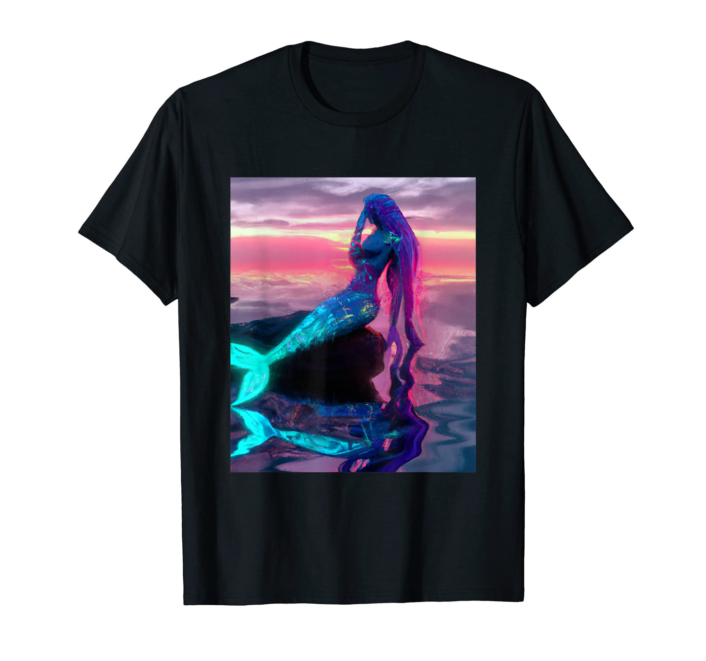 Mermaid Portrait Vaporwave Outrun 80S T-Shirt - Graphic Print Unisex - T-Shirt, Sweatshirt, Hoodie