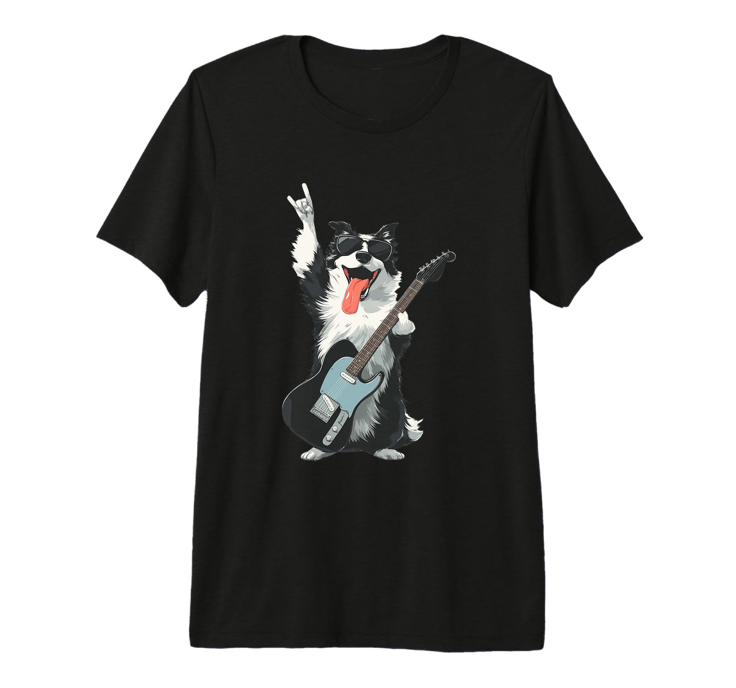 Rock Dog Guitar Playing Pet Tri T-Shirt - Fun Novelty Design for Adults - T-Shirt, Sweatshirt, Hoodie