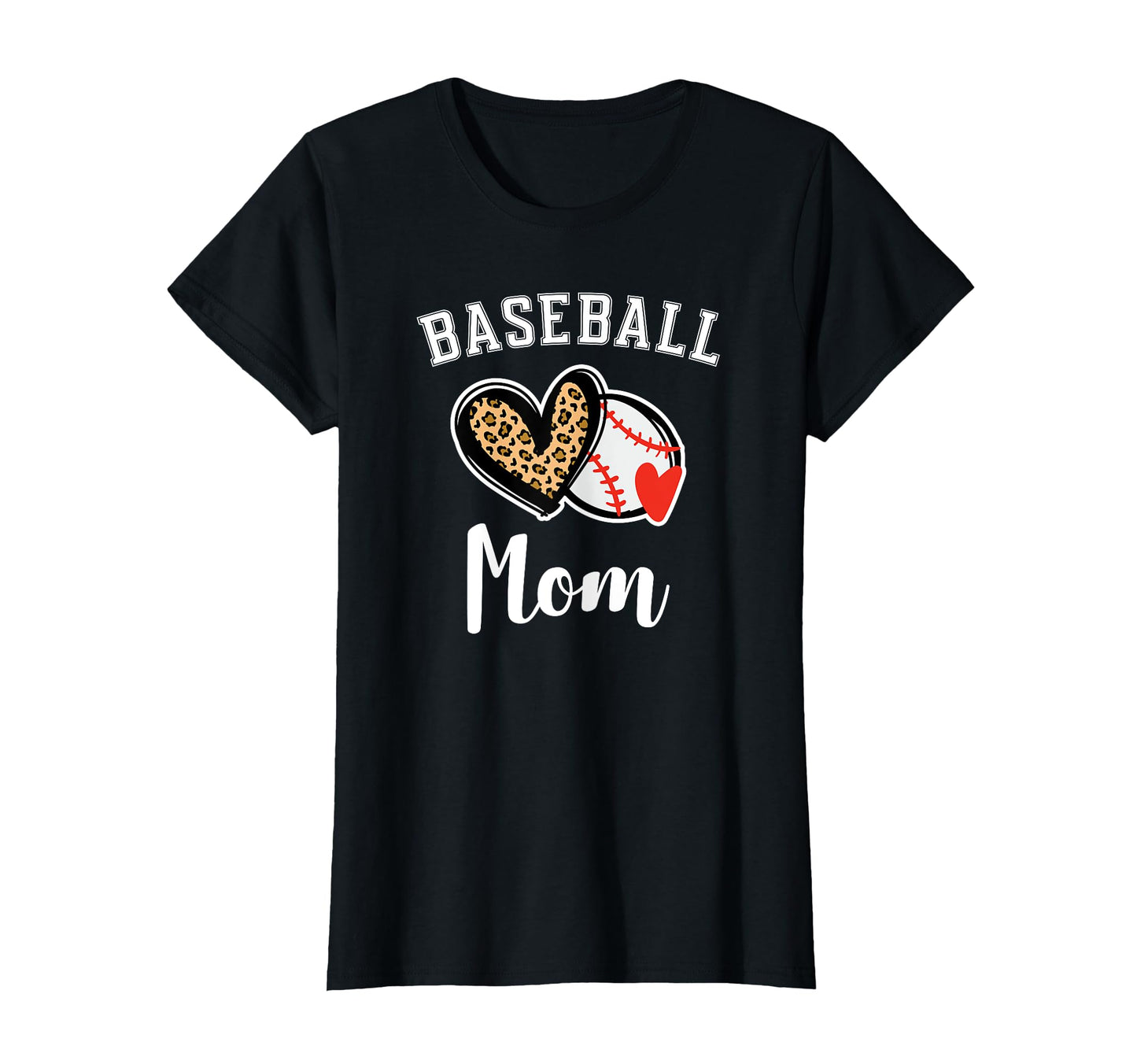 Baseball Mom Leopard Heart T-Shirt - Novelty Apparel Unisex - T-Shirt, Sweatshirt, Hoodie