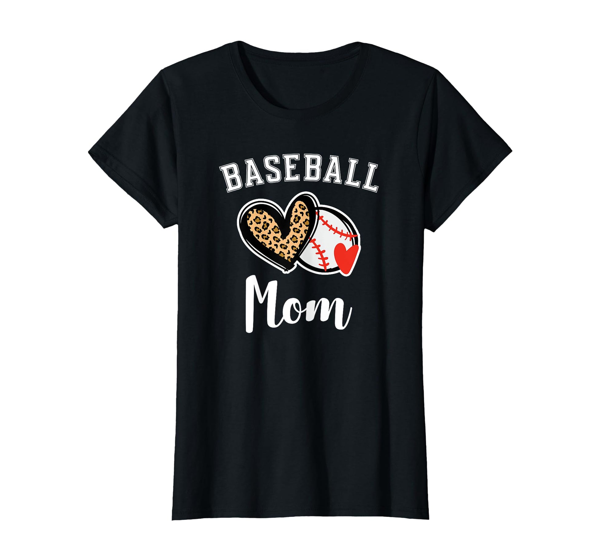 Baseball Mom Leopard Heart T-Shirt - Novelty Apparel Unisex - T-Shirt, Sweatshirt, Hoodie
