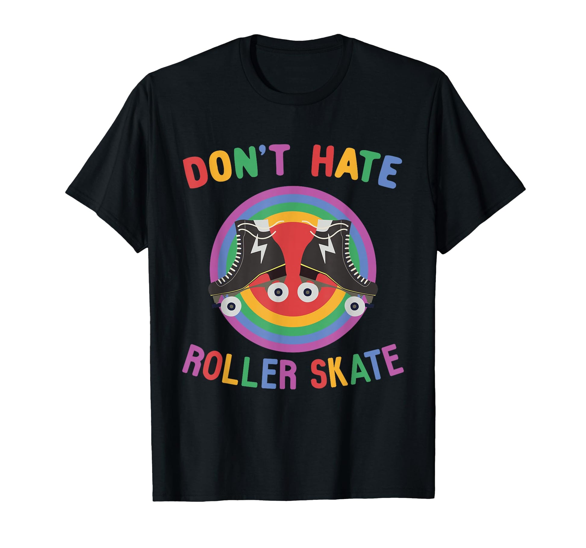 Rainbow Dont Hate Roller Skate Roller T-Shirt - Minimalist Print Men Women - T-Shirt, Sweatshirt, Hoodie