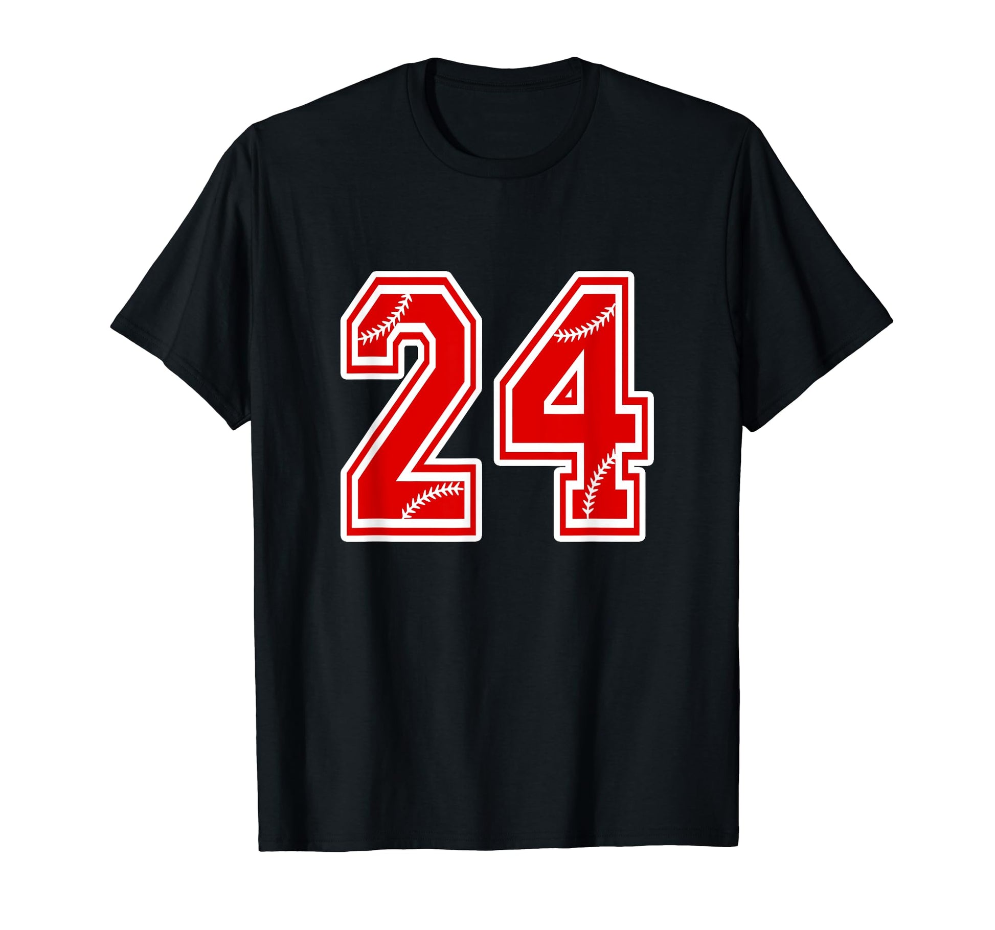 Number 24 Red Baseball Number 24Th Birthday T-Shirt - Graphic Print Unisex - T-Shirt, Sweatshirt, Hoodie