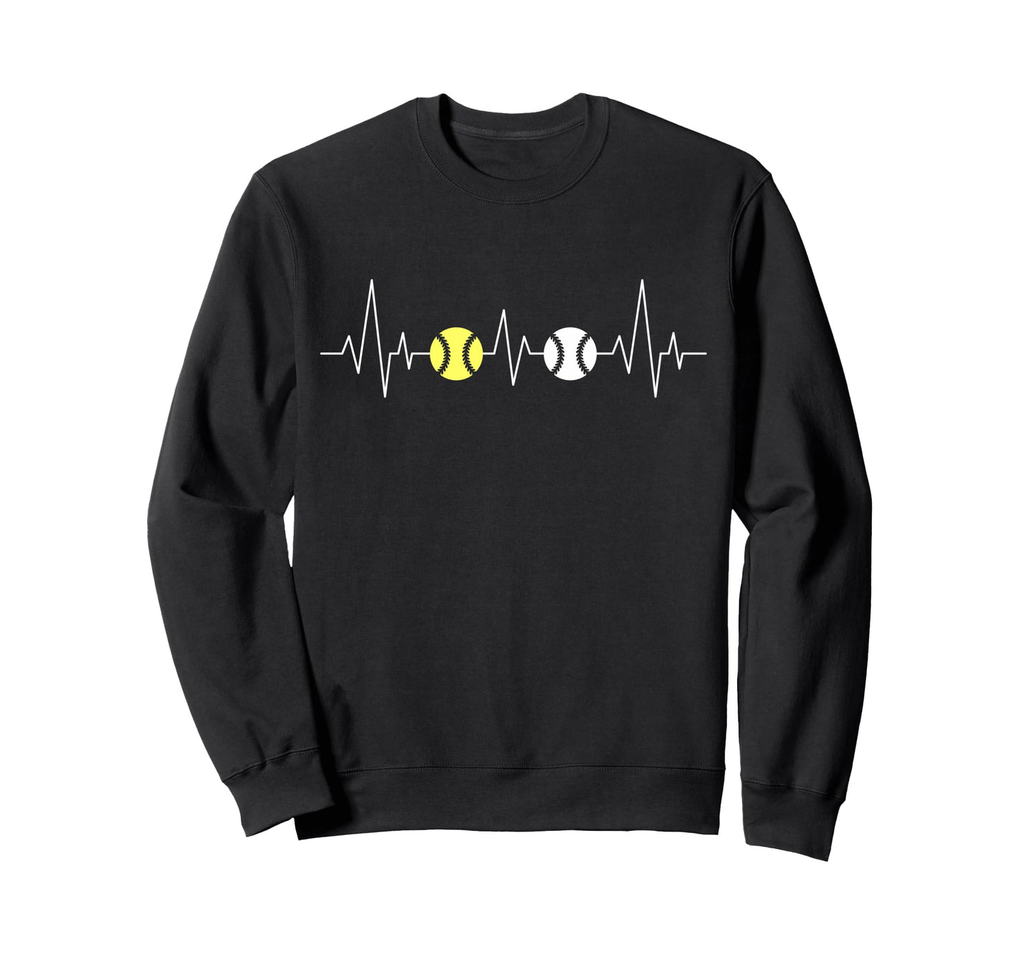 Baseball Softball Heartbeat Funny Sweatshirt - Custom Art Print Men Women - T-Shirt, Sweatshirt, Hoodie