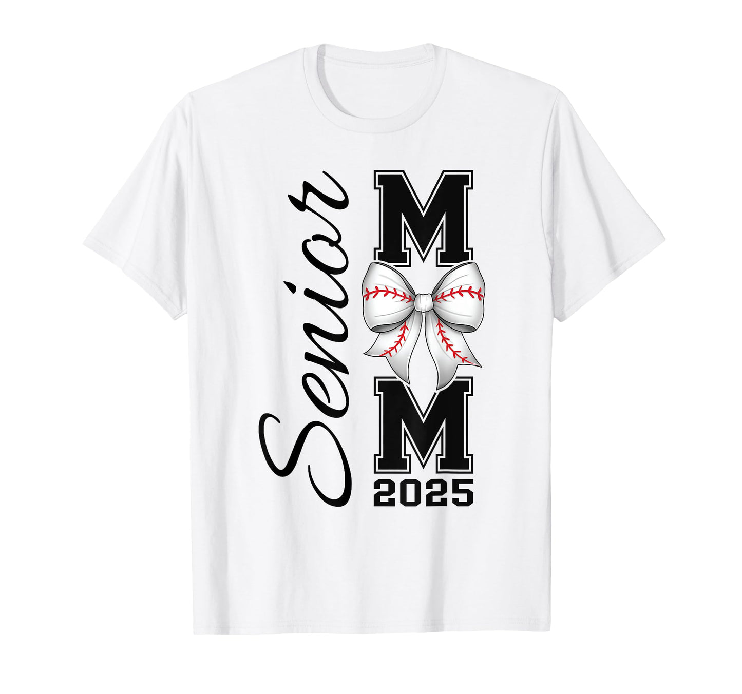 Senior Mom 2025 Baseball Bow Coquette T-Shirt - Graphic Print for Adults - T-Shirt, Sweatshirt, Hoodie