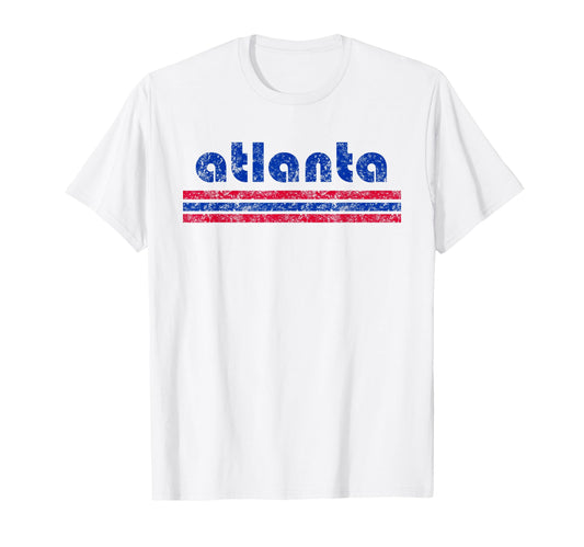 Atlanta Three Stripe Weathered T-Shirt - Graphic Print Men Women - T-Shirt, Sweatshirt, Hoodie