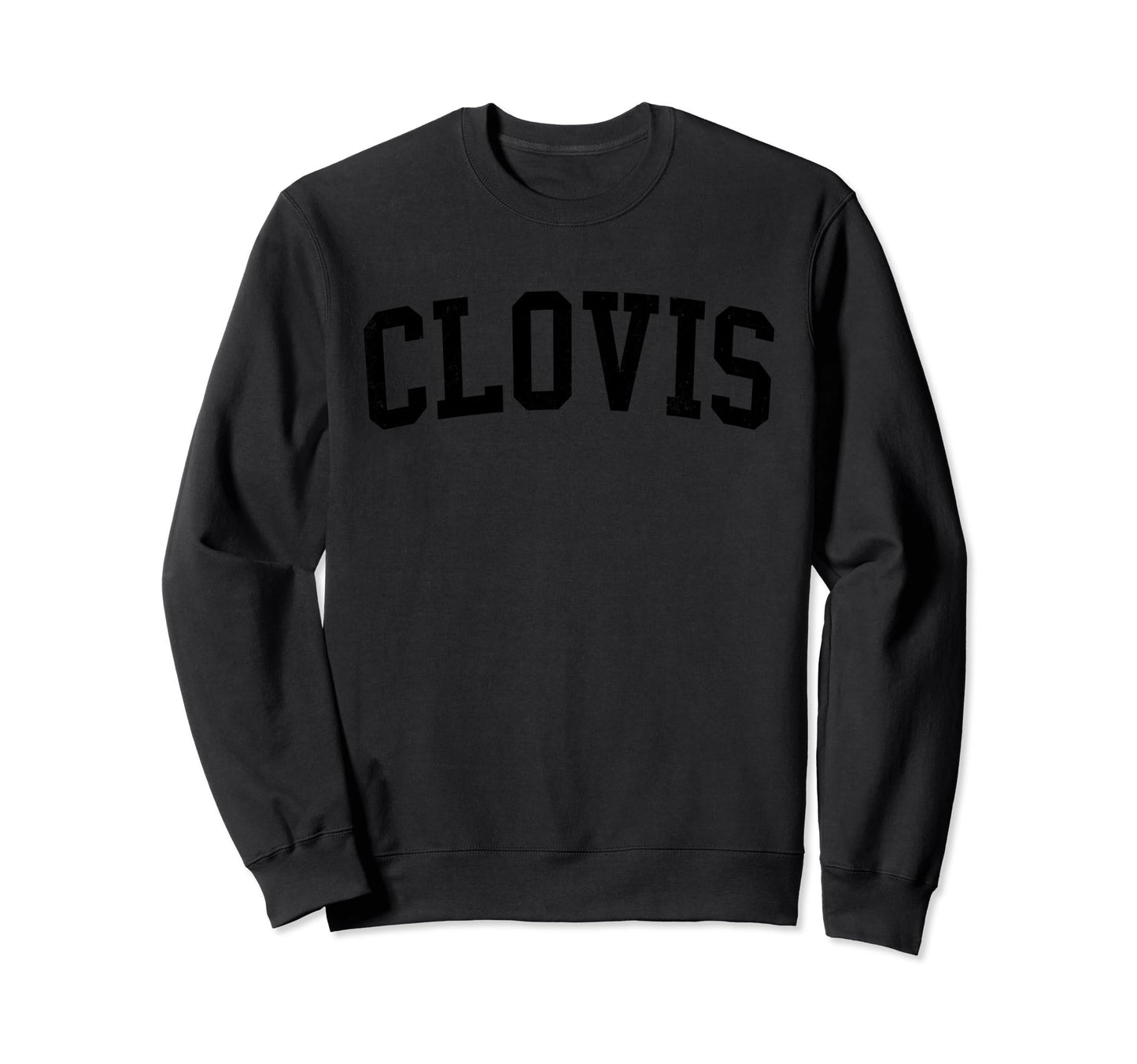 Clovis Nm Distressed Black Varsity Sweatshirt - Fun Novelty Design Unisex - T-Shirt, Sweatshirt, Hoodie