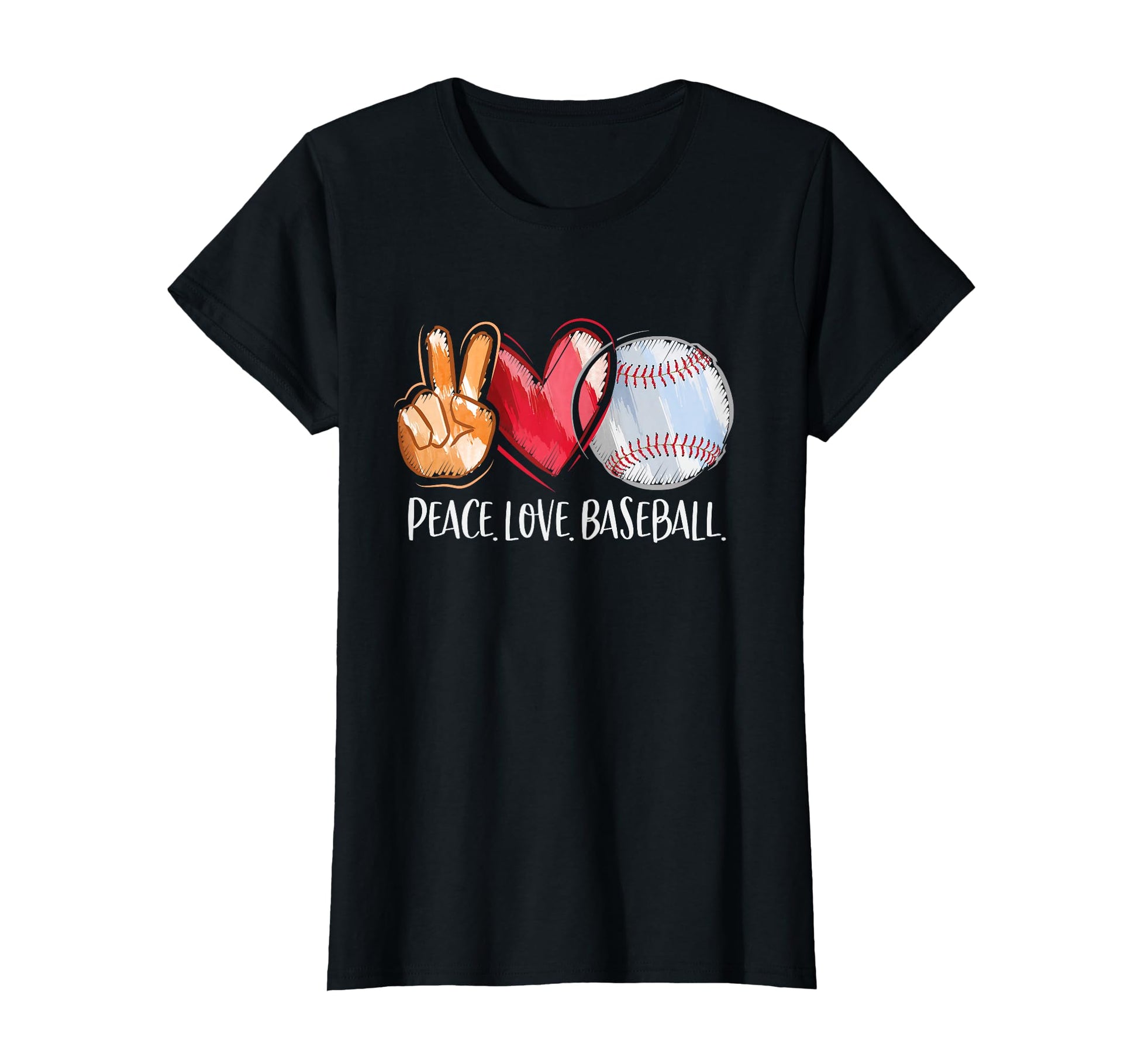 Peace Love Baseball Player T-Shirt - Fun Novelty Design for Adults - T-Shirt, Sweatshirt, Hoodie