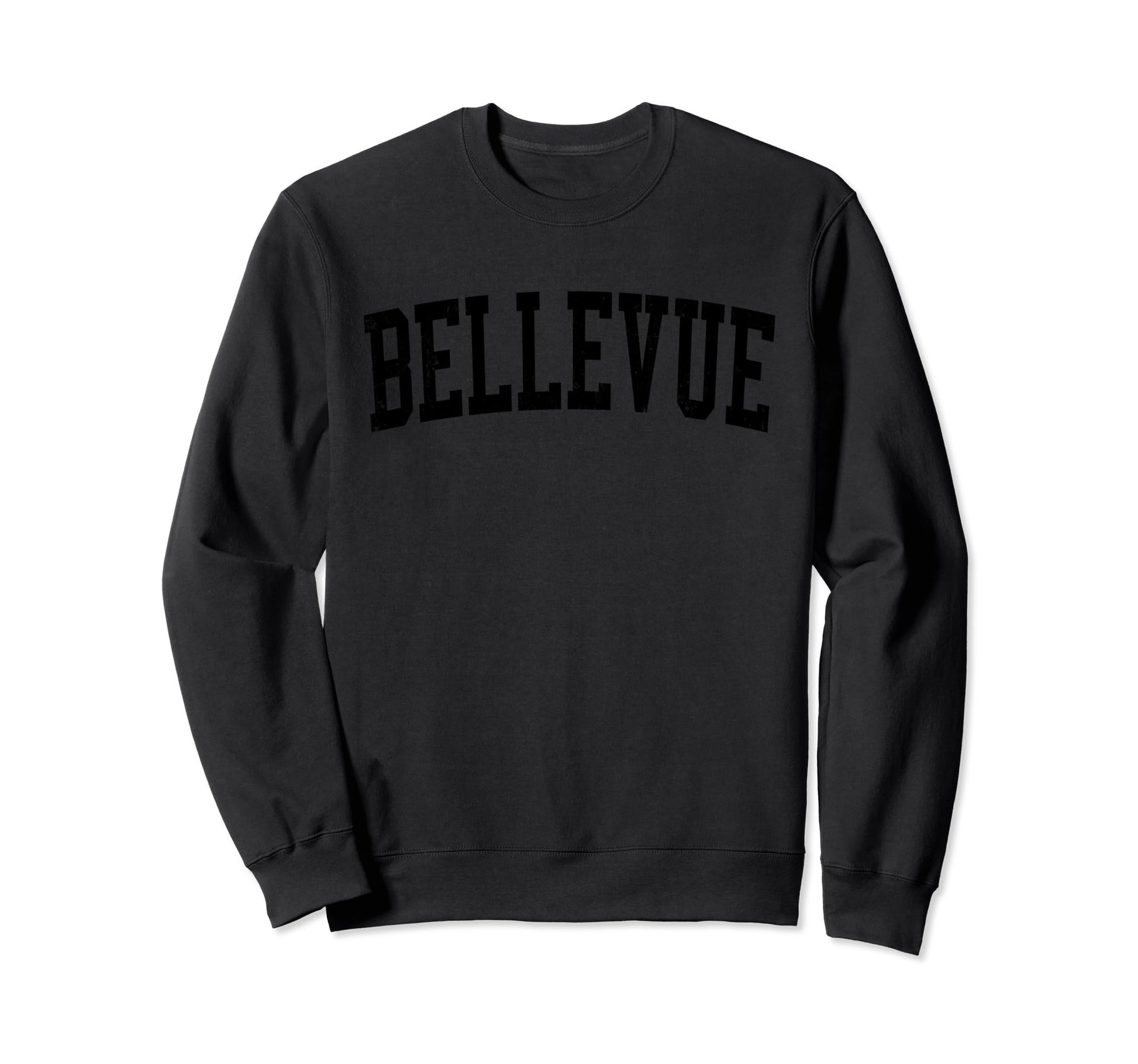Bellevue Wa Distressed Black Varsity Sweatshirt - Custom Art Print Unisex - T-Shirt, Sweatshirt, Hoodie