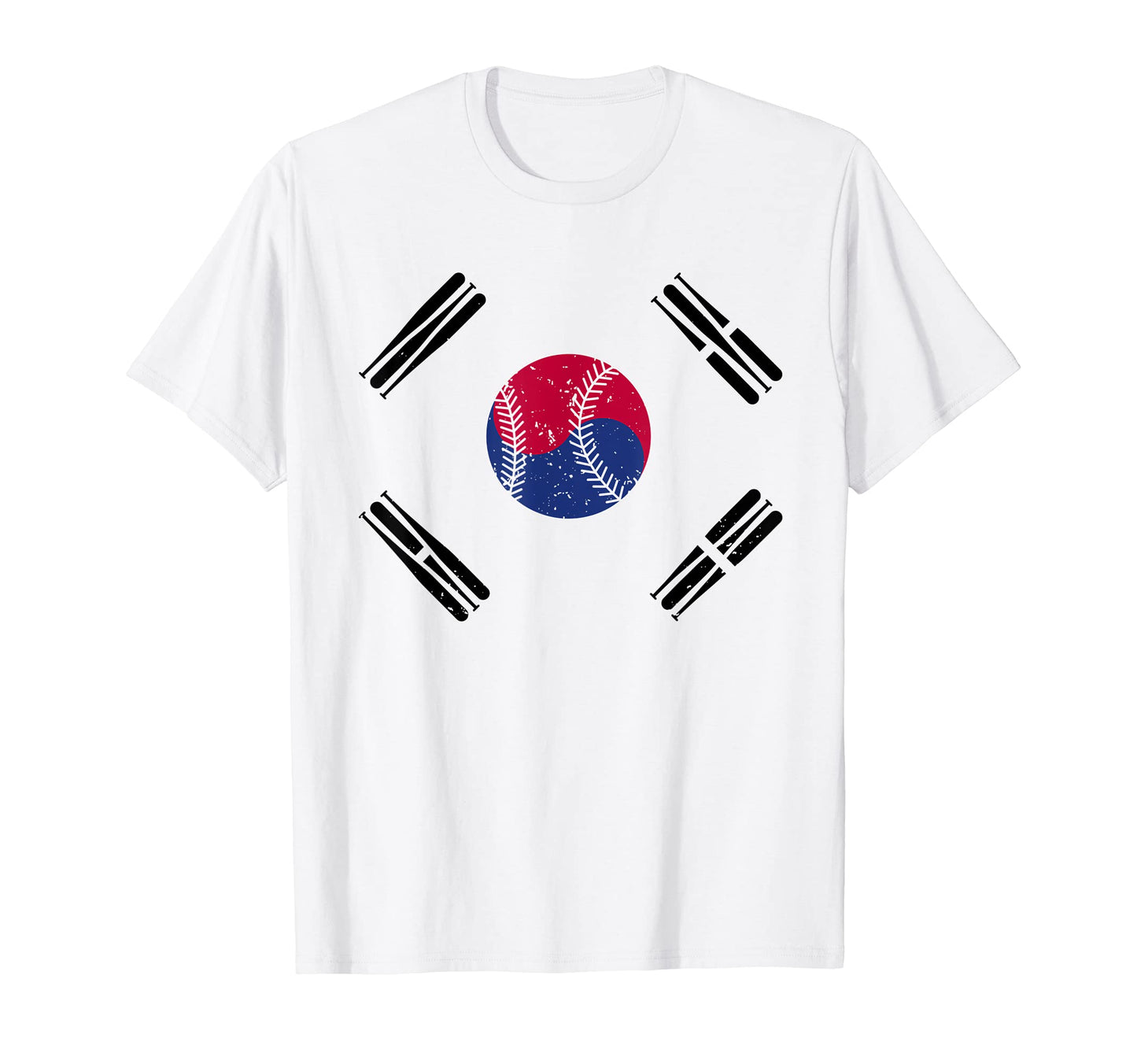 South Korea Baseball Distressed Flag T-Shirt - Custom Art Print Men Women - T-Shirt, Sweatshirt, Hoodie