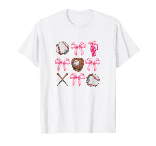 Baseball And Bows Sports Game Day T-Shirt - Streetwear Style Unisex - T-Shirt, Sweatshirt, Hoodie
