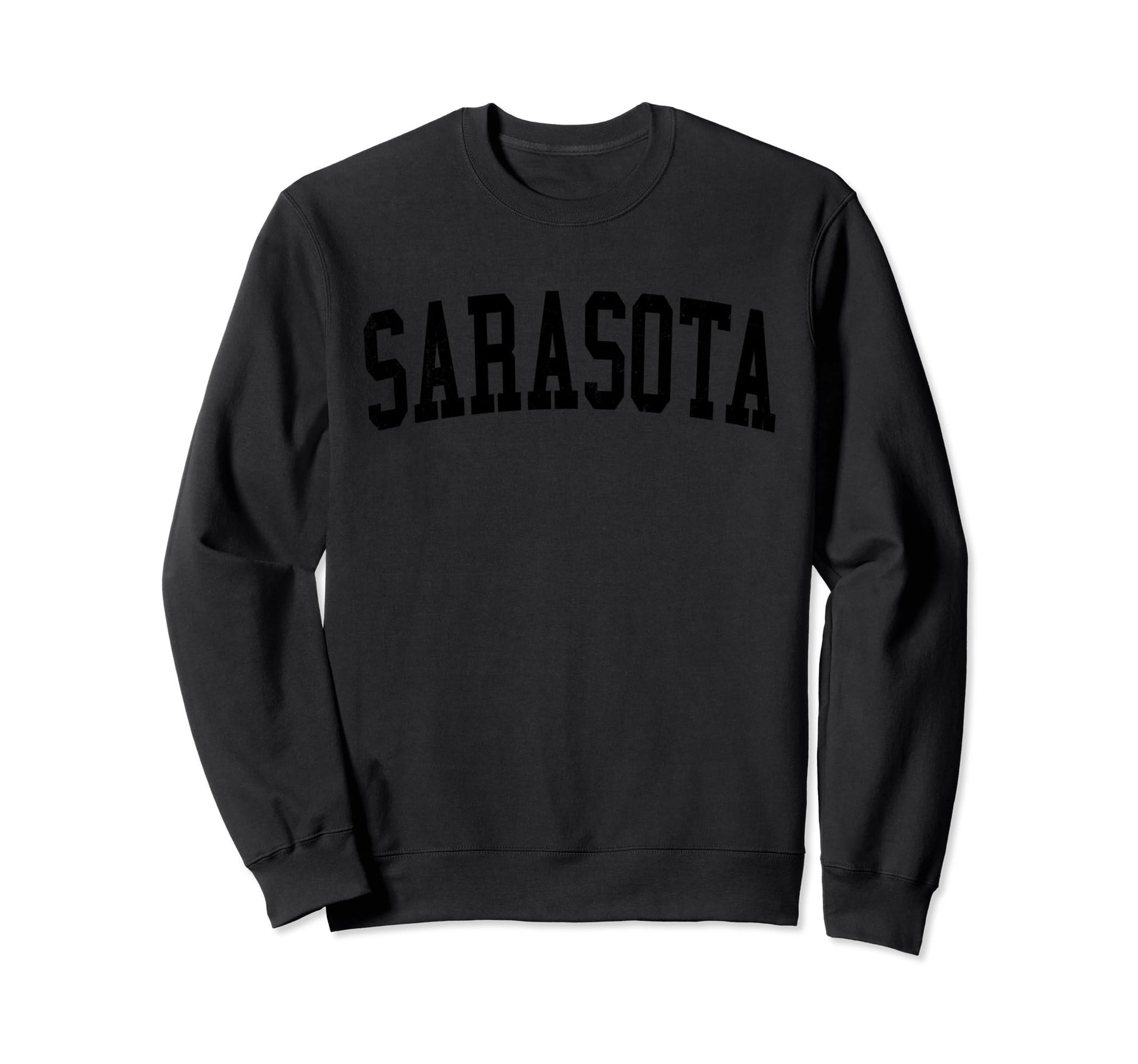 Sarasota Fl Distressed Black Varsity Sweatshirt - Minimalist Print Unisex - T-Shirt, Sweatshirt, Hoodie