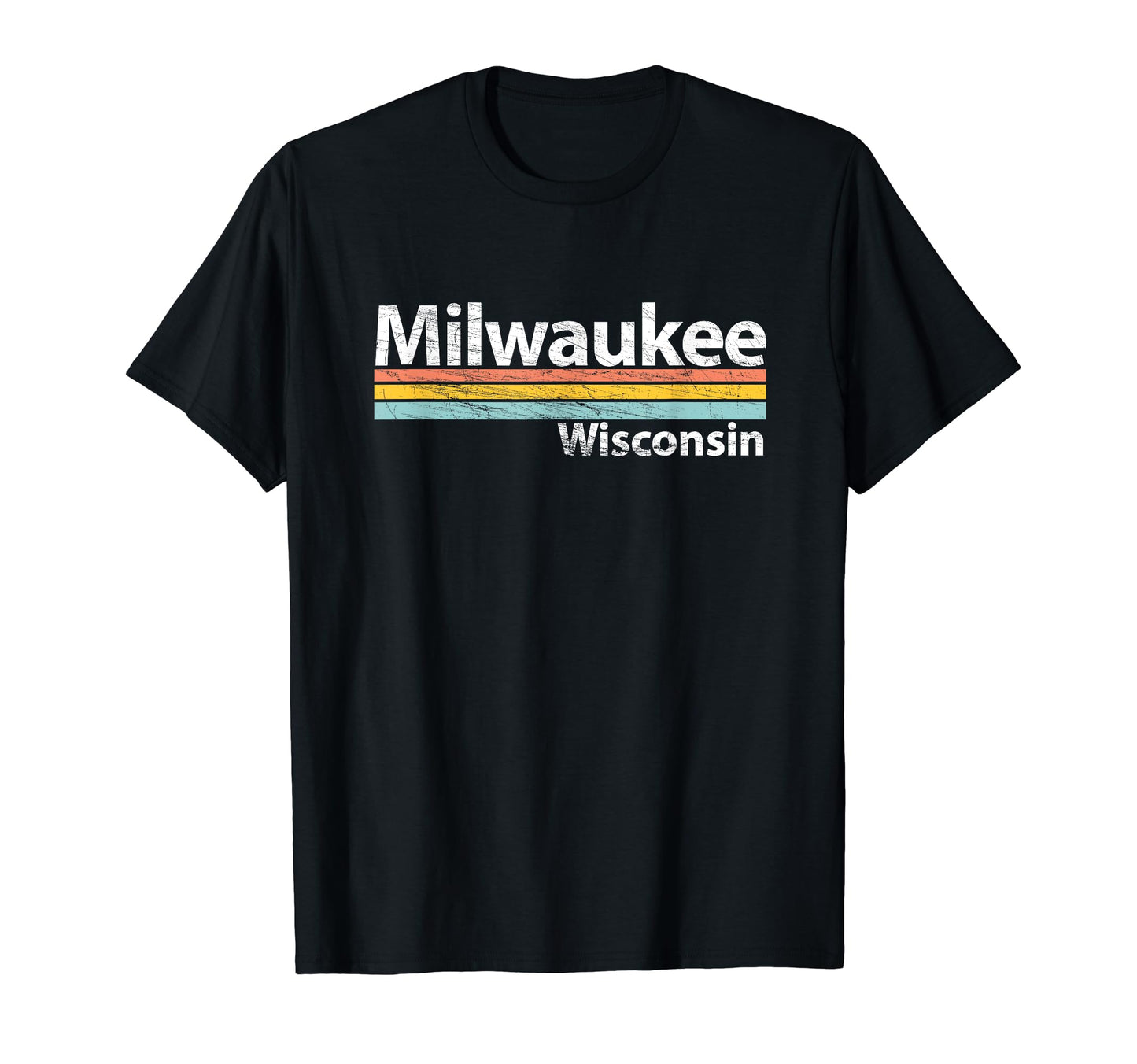 Milwaukee Wisconsin Worn Stripes T-Shirt - Unique Graphic for Adults - T-Shirt, Sweatshirt, Hoodie