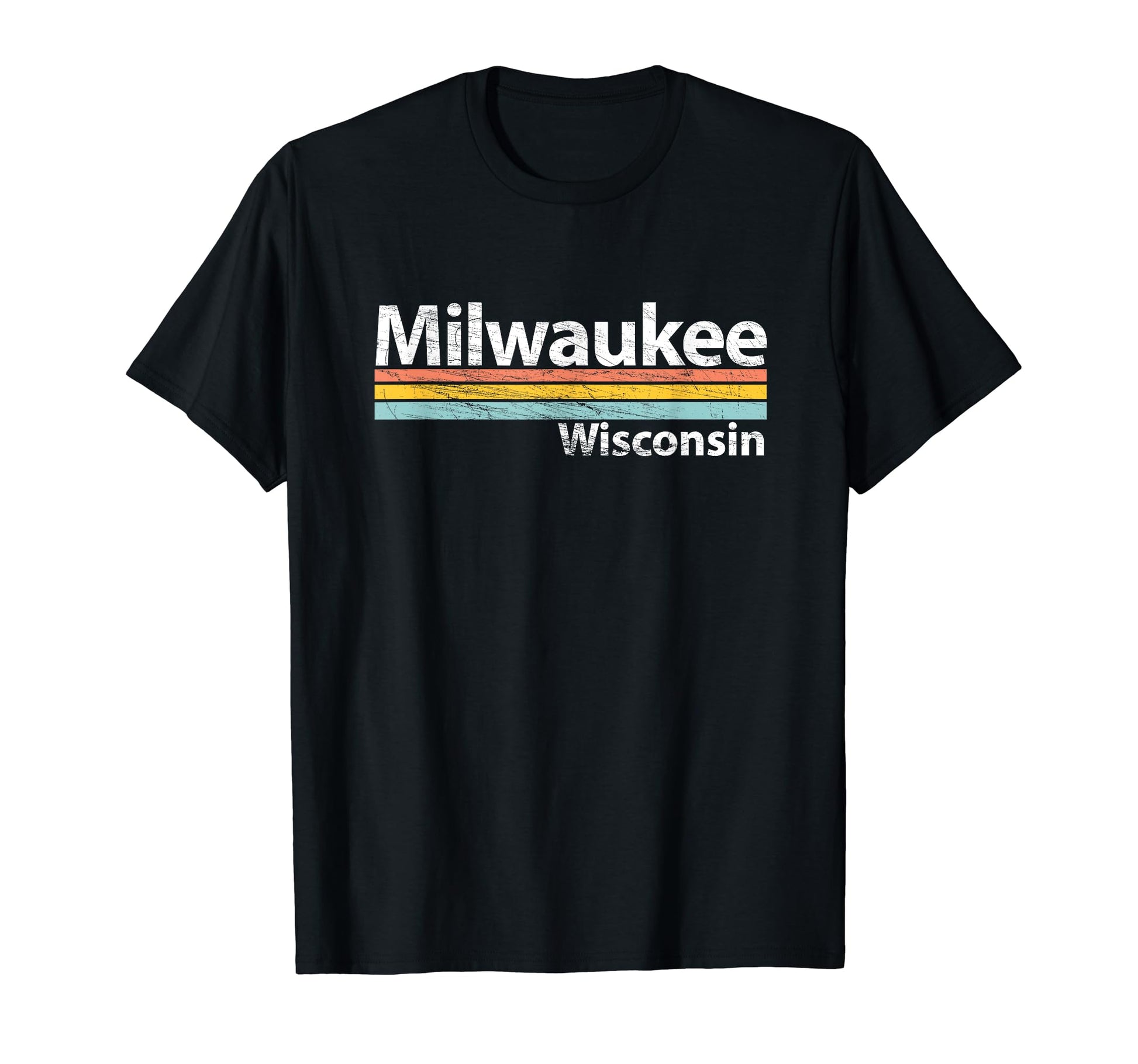 Milwaukee Wisconsin Worn Stripes T-Shirt - Unique Graphic for Adults - T-Shirt, Sweatshirt, Hoodie