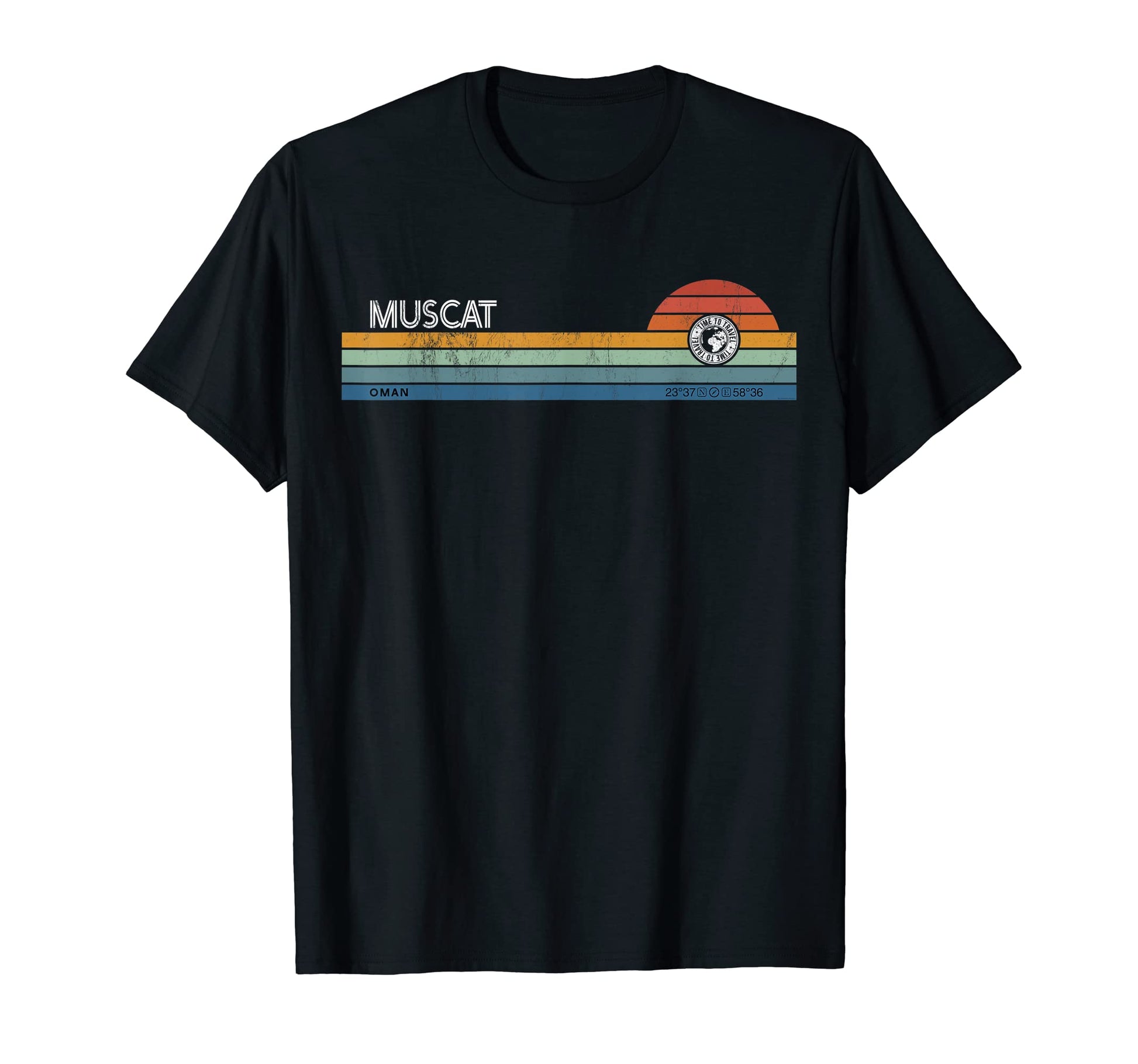 Muscat Oman Sunset Rainbow Synth T-Shirt - Novelty Apparel for Adults - T-Shirt, Sweatshirt, Hoodie