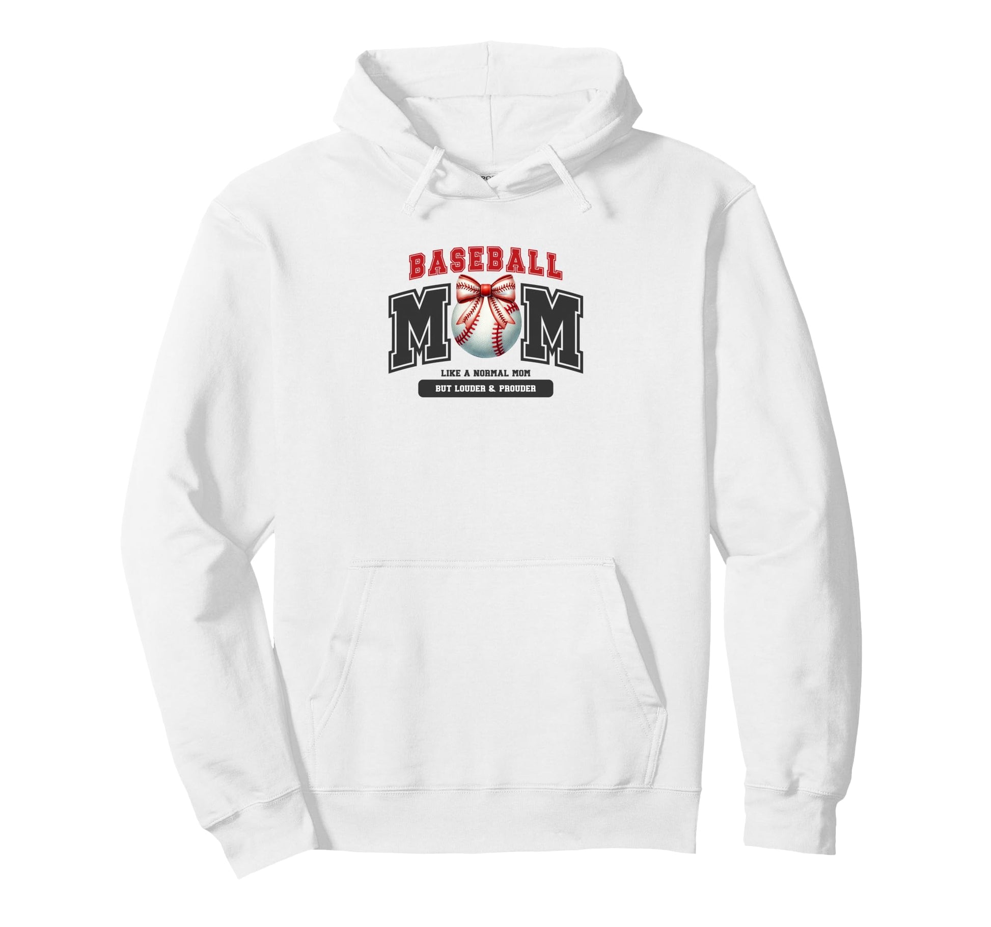 Baseball Mom Bow Ball Red Black Hoodie - Streetwear Style Unisex - T-Shirt, Sweatshirt, Hoodie