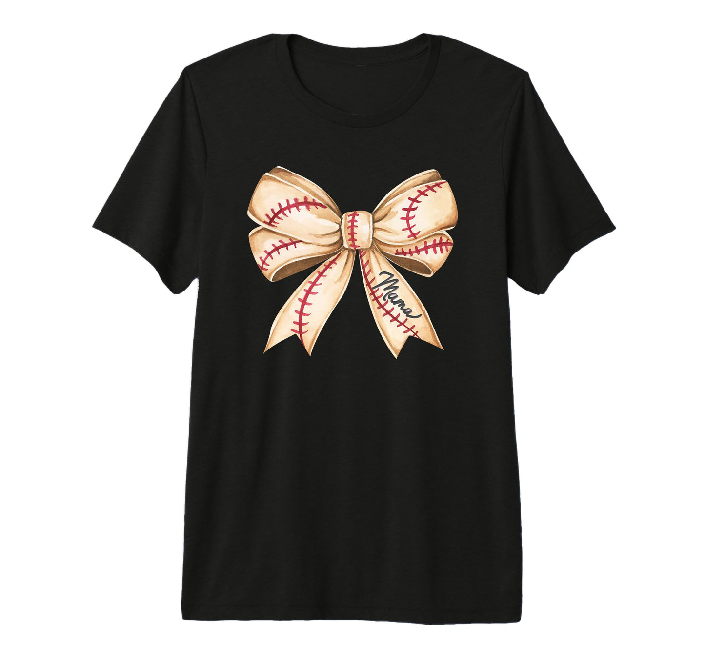 Baseball Mama Coquette Bow Red Brown T-Shirt - Graphic Print for Adults - T-Shirt, Sweatshirt, Hoodie