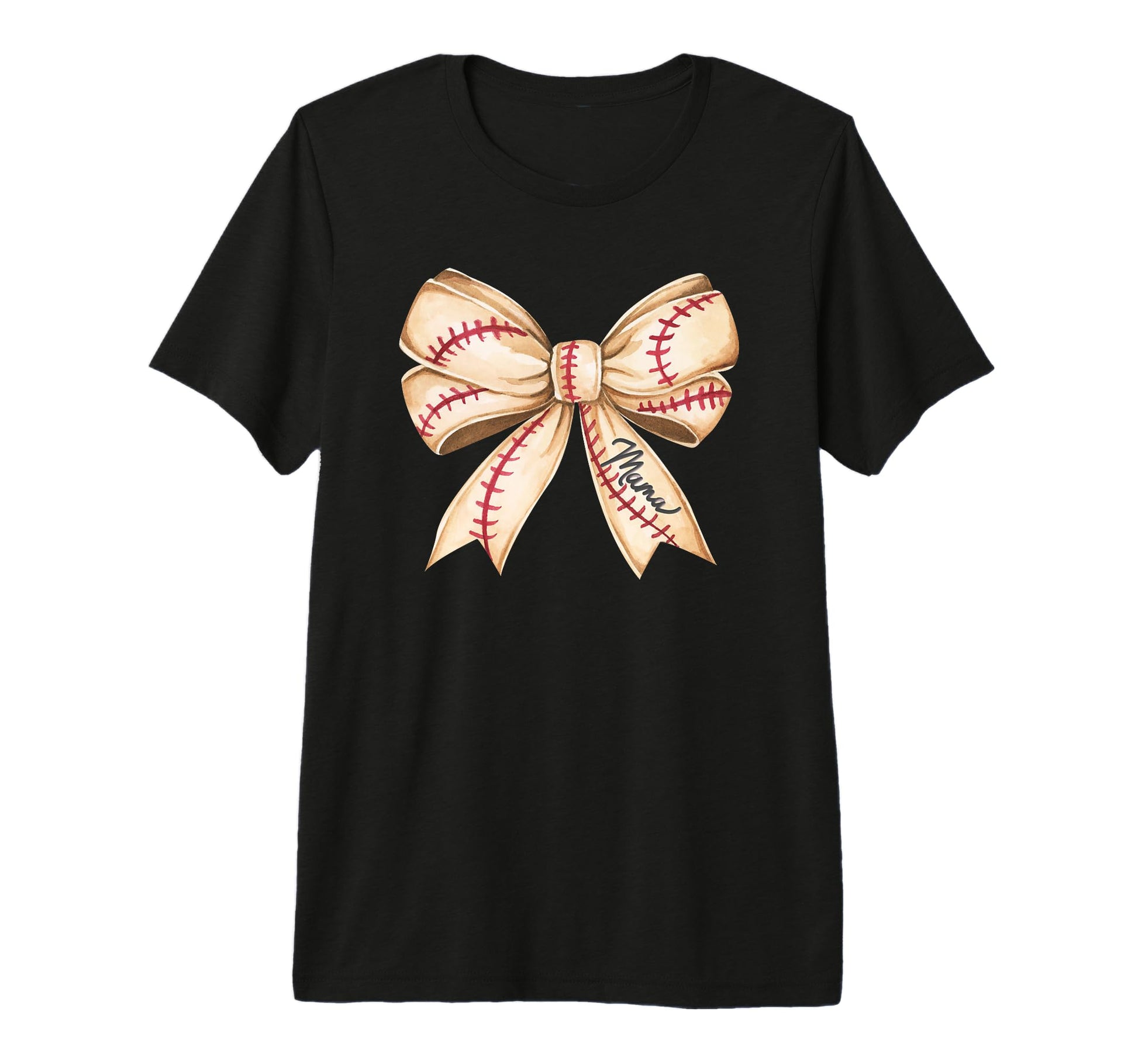 Baseball Mama Coquette Bow Red Brown T-Shirt - Graphic Print for Adults - T-Shirt, Sweatshirt, Hoodie