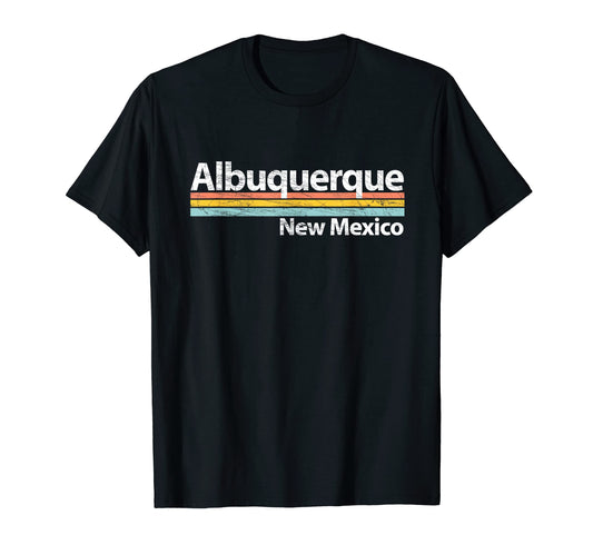 Albuquerque New Mexico Worn Stripes T-Shirt - Unique Graphic Unisex - T-Shirt, Sweatshirt, Hoodie