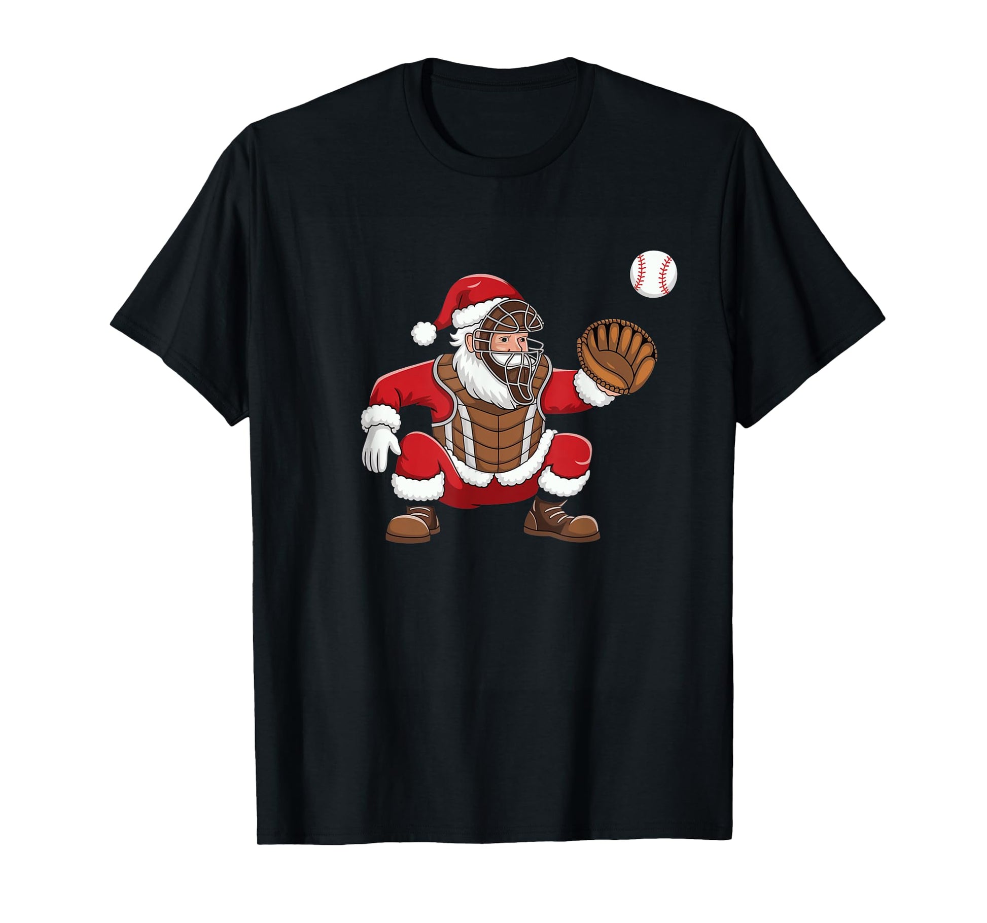 Santa Catcher Baseball Player Sports T-Shirt - Minimalist Print for Adults - T-Shirt, Sweatshirt, Hoodie