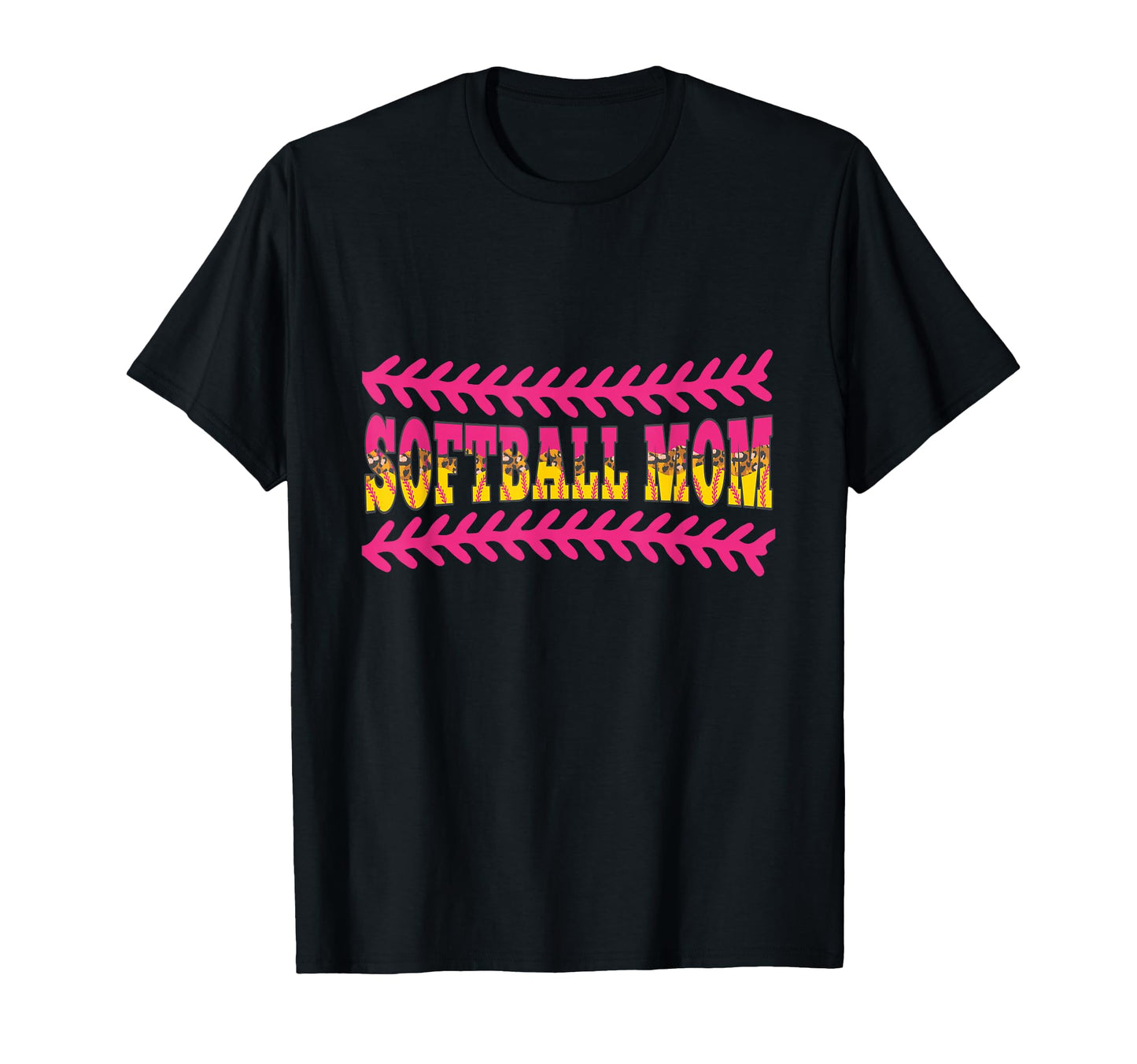 Softball Mom Baseball Seams Leopard T-Shirt - Trendy Graphic for Adults - T-Shirt, Sweatshirt, Hoodie