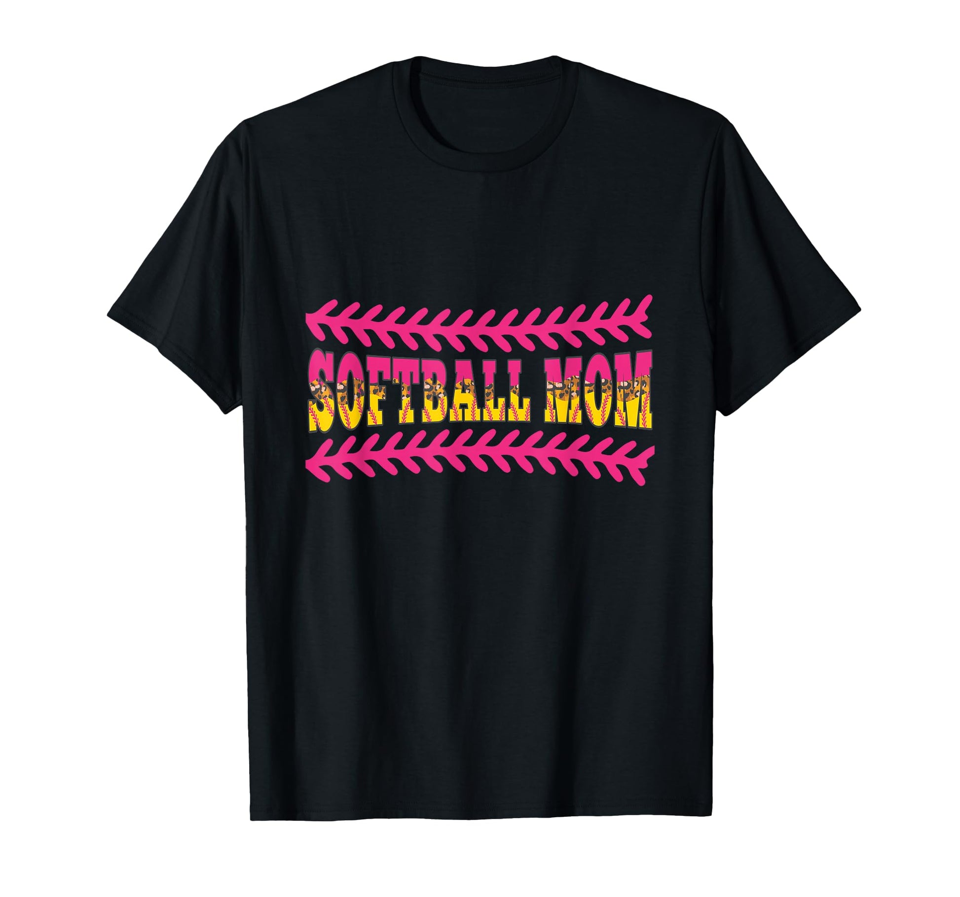 Softball Mom Baseball Seams Leopard T-Shirt - Trendy Graphic for Adults - T-Shirt, Sweatshirt, Hoodie