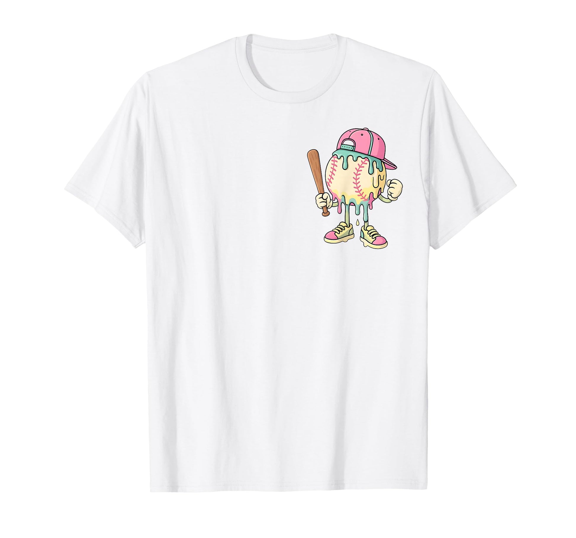 Baseball Ice Cream Drip 2 Sides T-Shirt - Graphic Print Men Women - T-Shirt, Sweatshirt, Hoodie