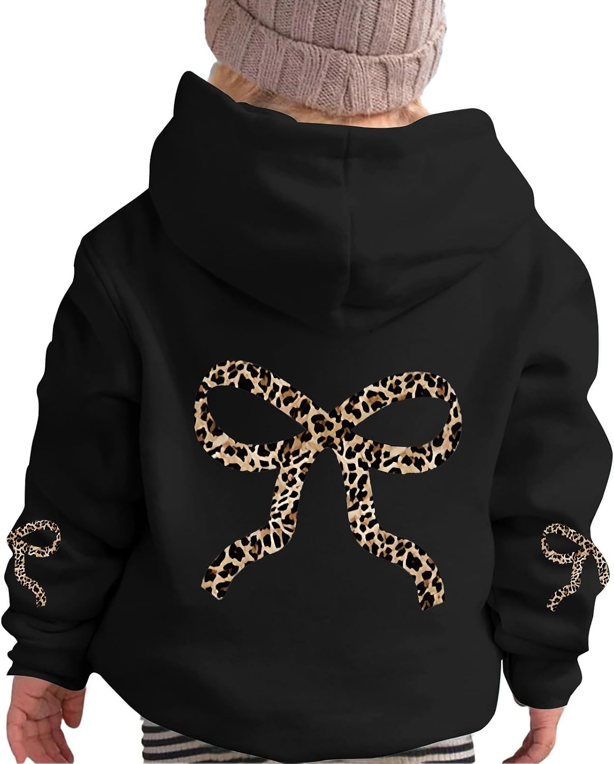 Girl's Leopard Bow Graphic Cute Hooded Kids Preppy - Adult & Kids T-Shirts, Sweatshirts & Hoodies apparel design preview 1
