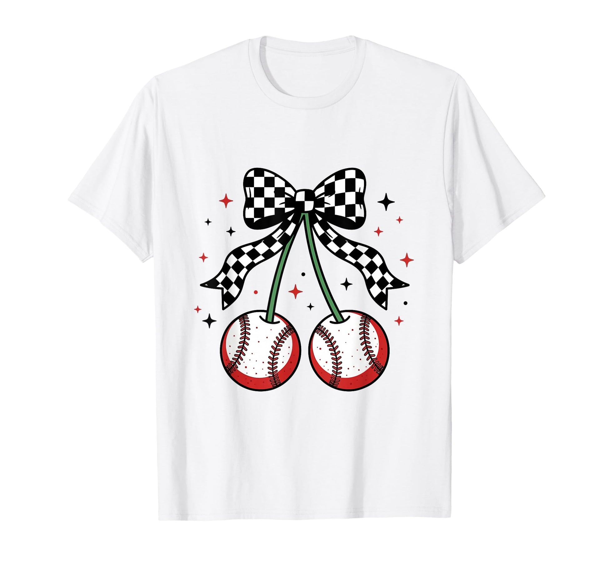 Baseball Cherries Coquette Game Day T-Shirt - Custom Art Print for Adults - T-Shirt, Sweatshirt, Hoodie