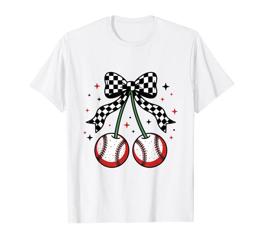 Baseball Cherries Coquette Game Day T-Shirt - Custom Art Print for Adults - T-Shirt, Sweatshirt, Hoodie