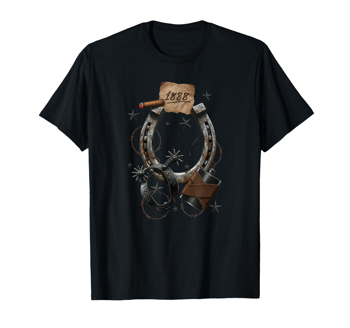 Western Revolver Stars Barbed Wire T-Shirt - Aesthetic Graphic Unisex - T-Shirt, Sweatshirt, Hoodie
