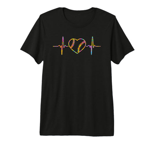 Baseball Heartbeat Tri Blend T-Shirt - Casual Everyday Wear for Adults - T-Shirt, Sweatshirt, Hoodie
