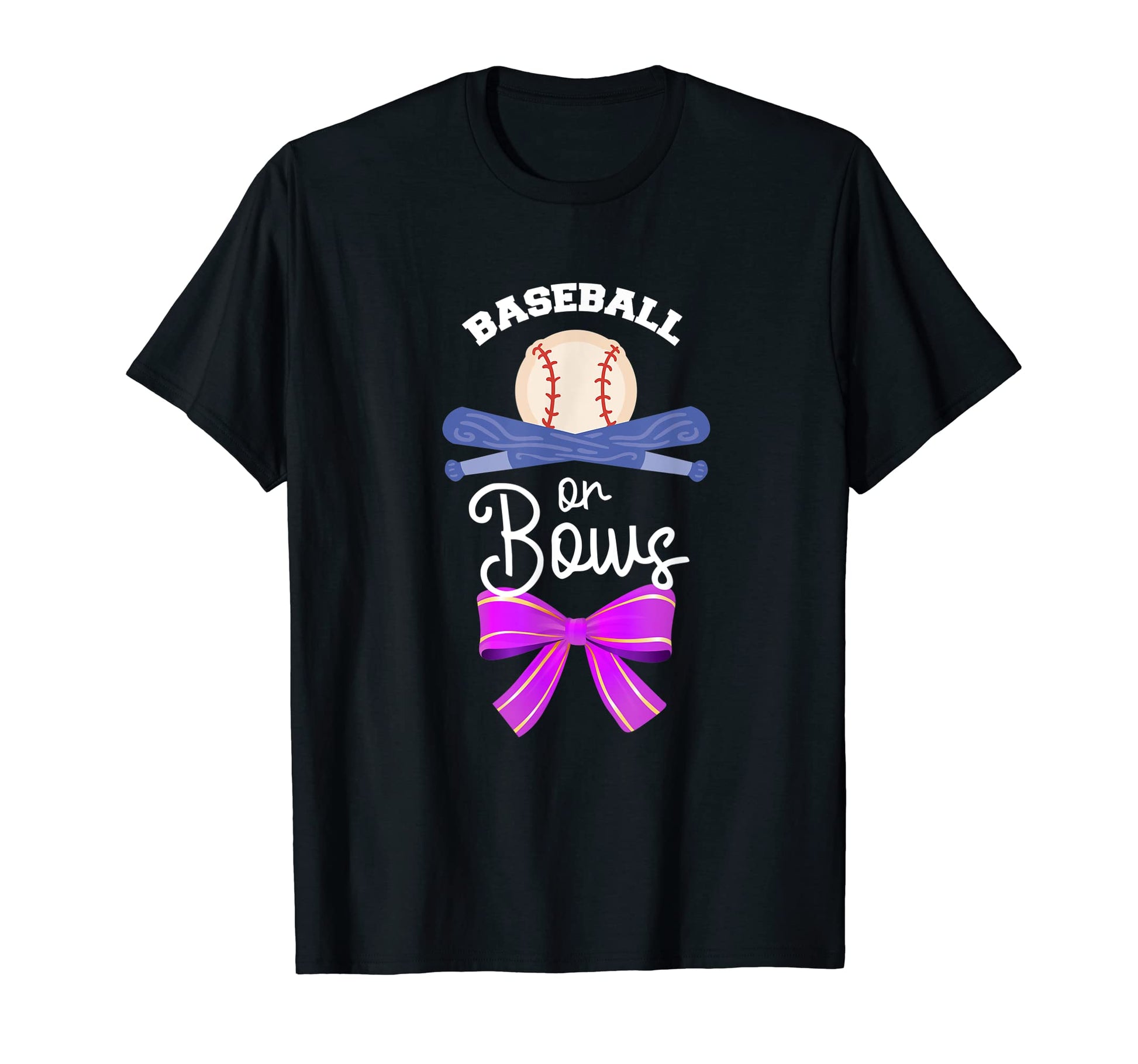 Baseballs Bows Gender Reveal Team T-Shirt - Graphic Print Men Women - T-Shirt, Sweatshirt, Hoodie