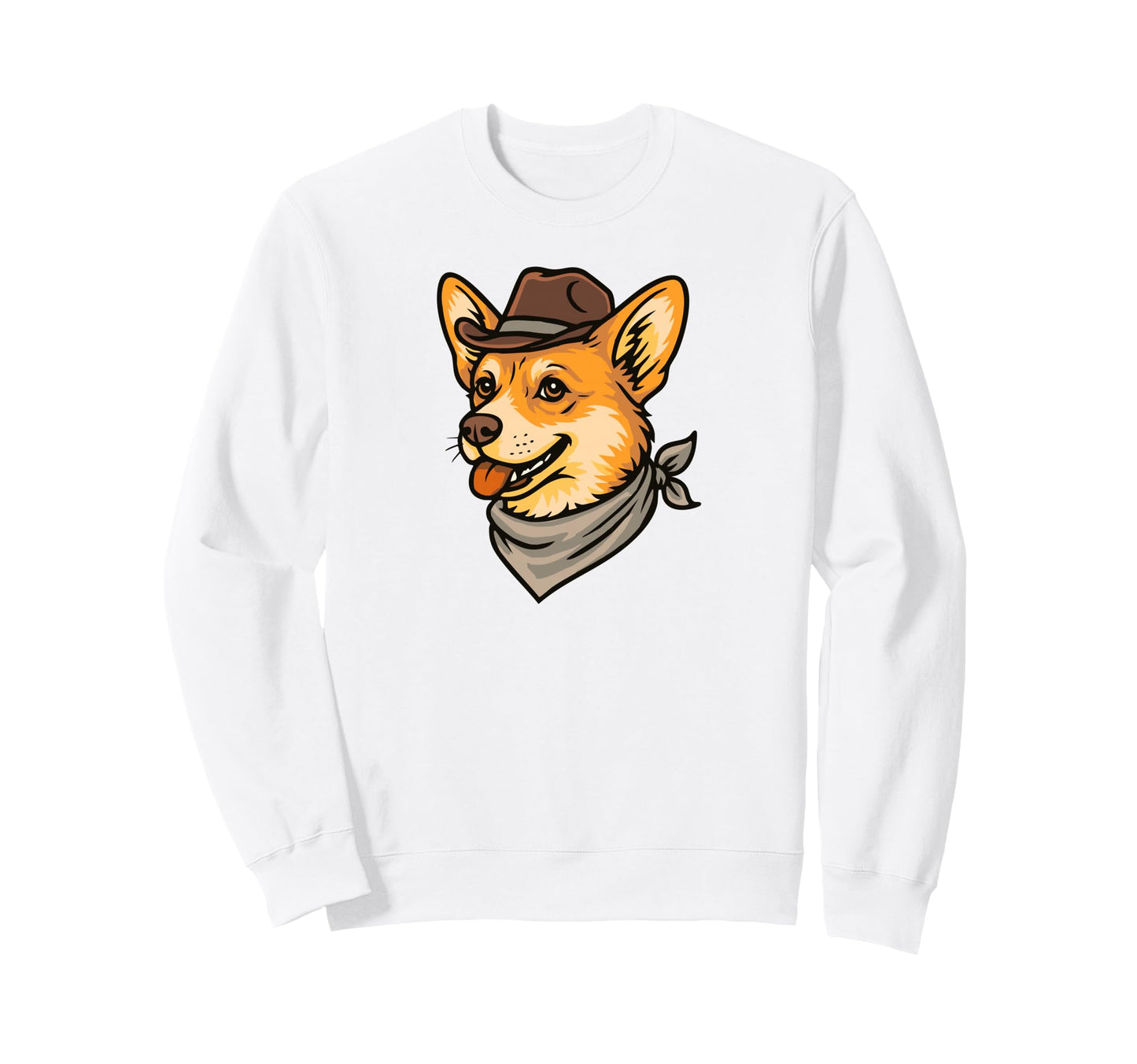 Funny Cowboy Corgi Drawing Sweatshirt - Casual Everyday Wear Men Women - T-Shirt, Sweatshirt, Hoodie