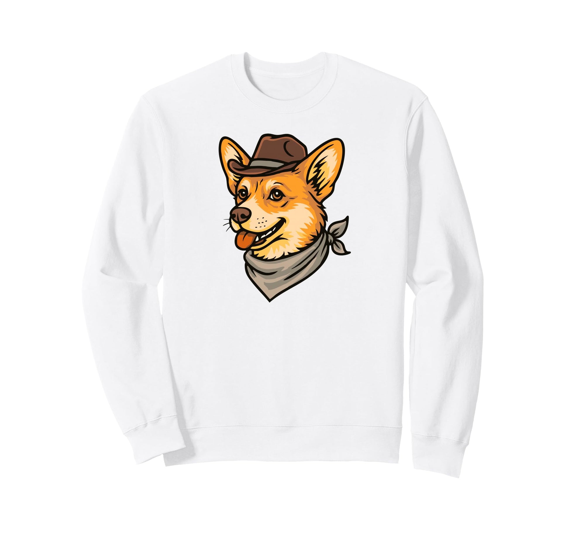 Funny Cowboy Corgi Drawing Sweatshirt - Casual Everyday Wear Men Women - T-Shirt, Sweatshirt, Hoodie