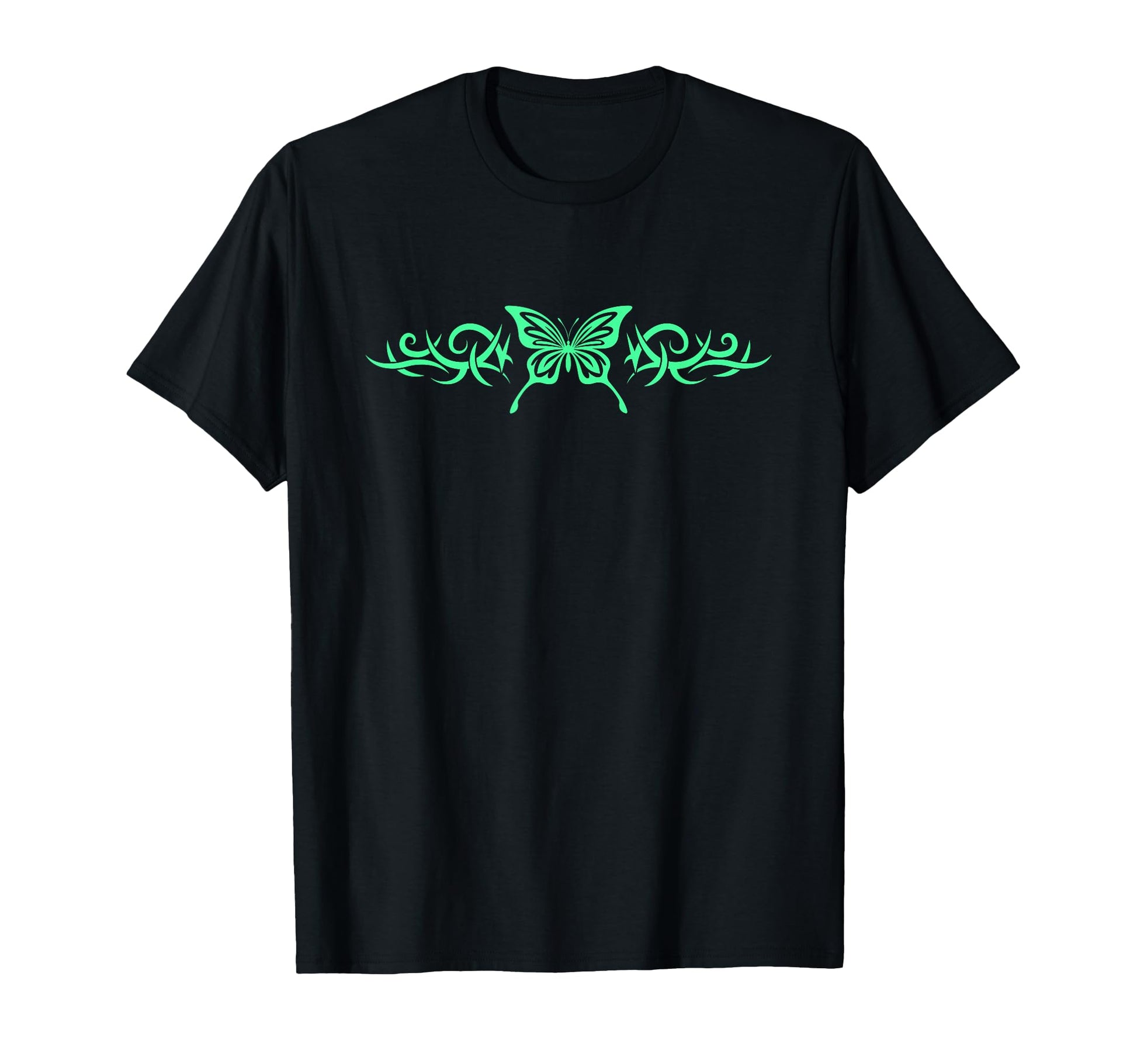 Green Butterfly Tattoo Harajuku Grunge T-Shirt - Aesthetic Graphic Unisex - T-Shirt, Sweatshirt, Hoodie