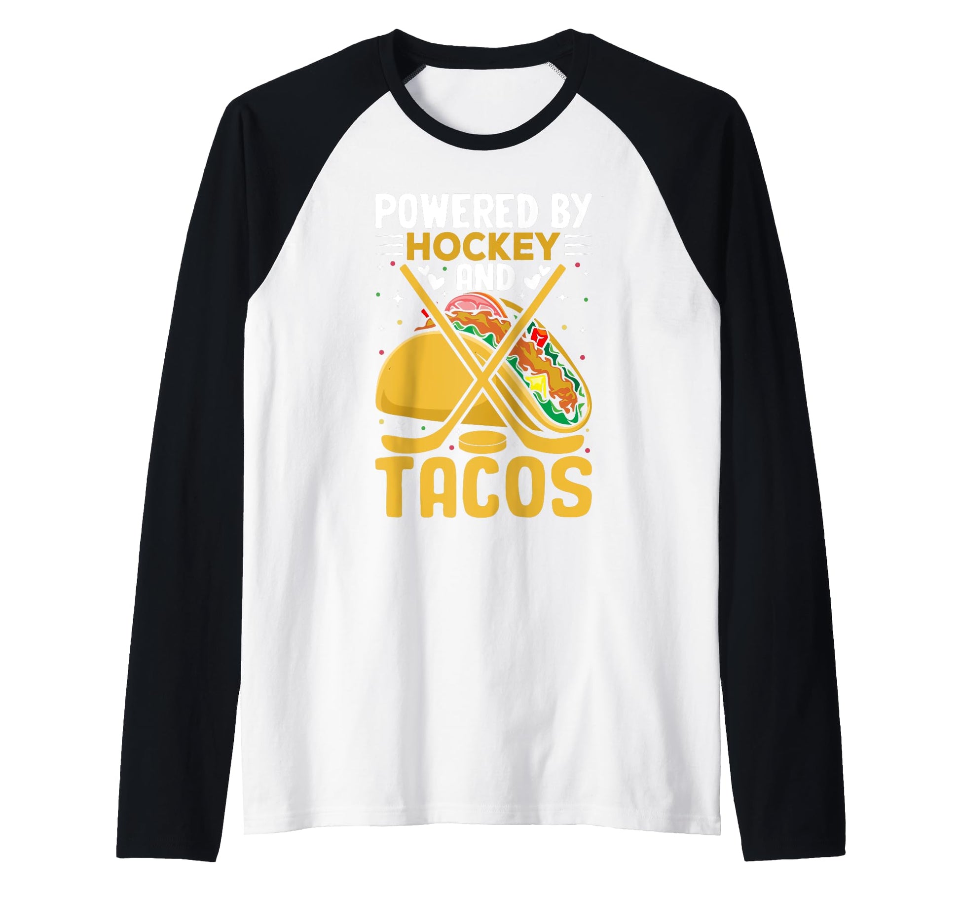 Powered Hockey And Tacos Mexican Food Gift Hoodie - Graphic Print Men Women - T-Shirt, Sweatshirt, Hoodie