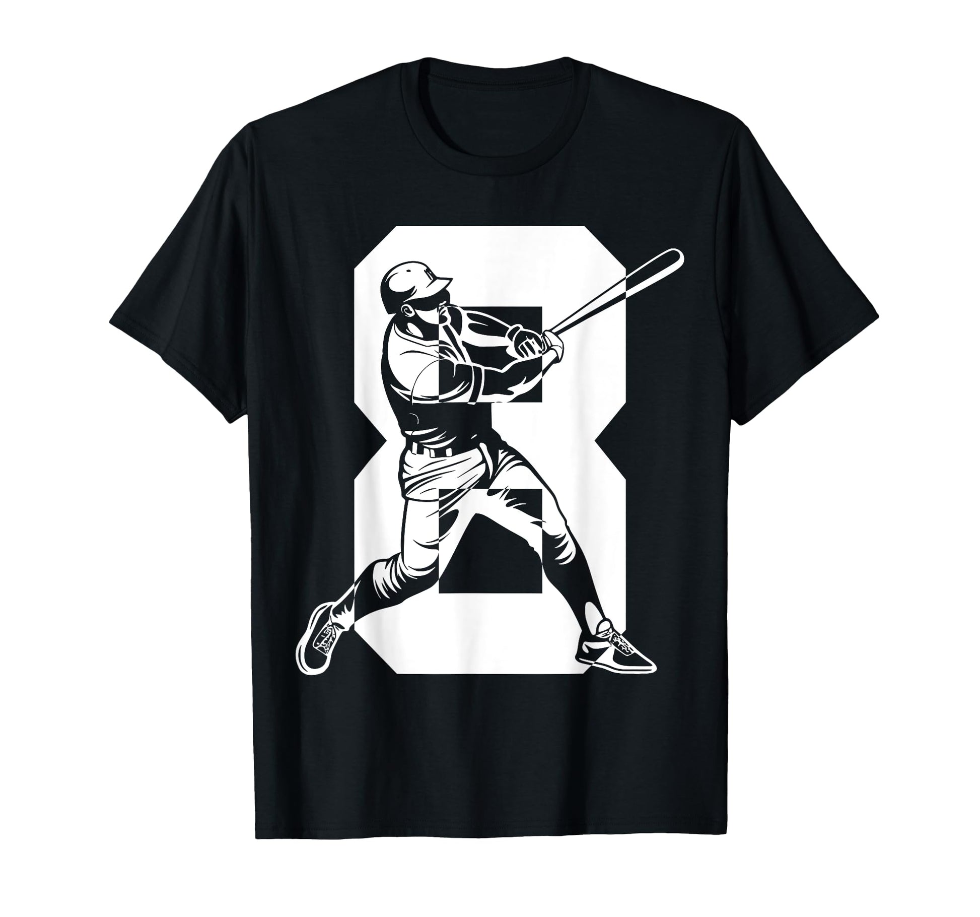 Number 8 Years Baseball 8Th Birthday T-Shirt - Custom Art Print Men Women - T-Shirt, Sweatshirt, Hoodie