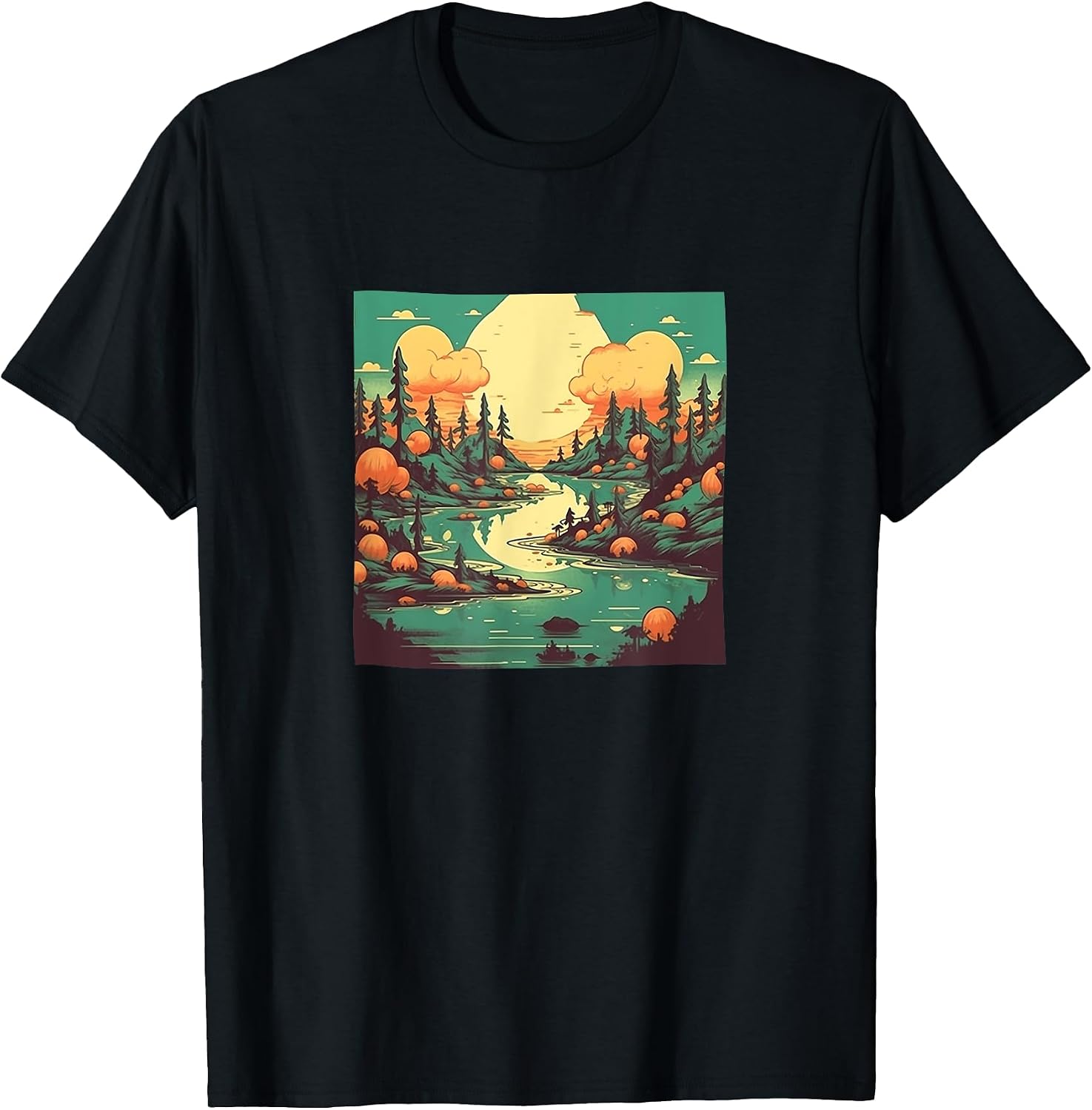 Lake With Floating Islands Vintage Landscape Merch - Adult & Kids T-Shirts, Sweatshirts & Hoodies apparel design preview 1