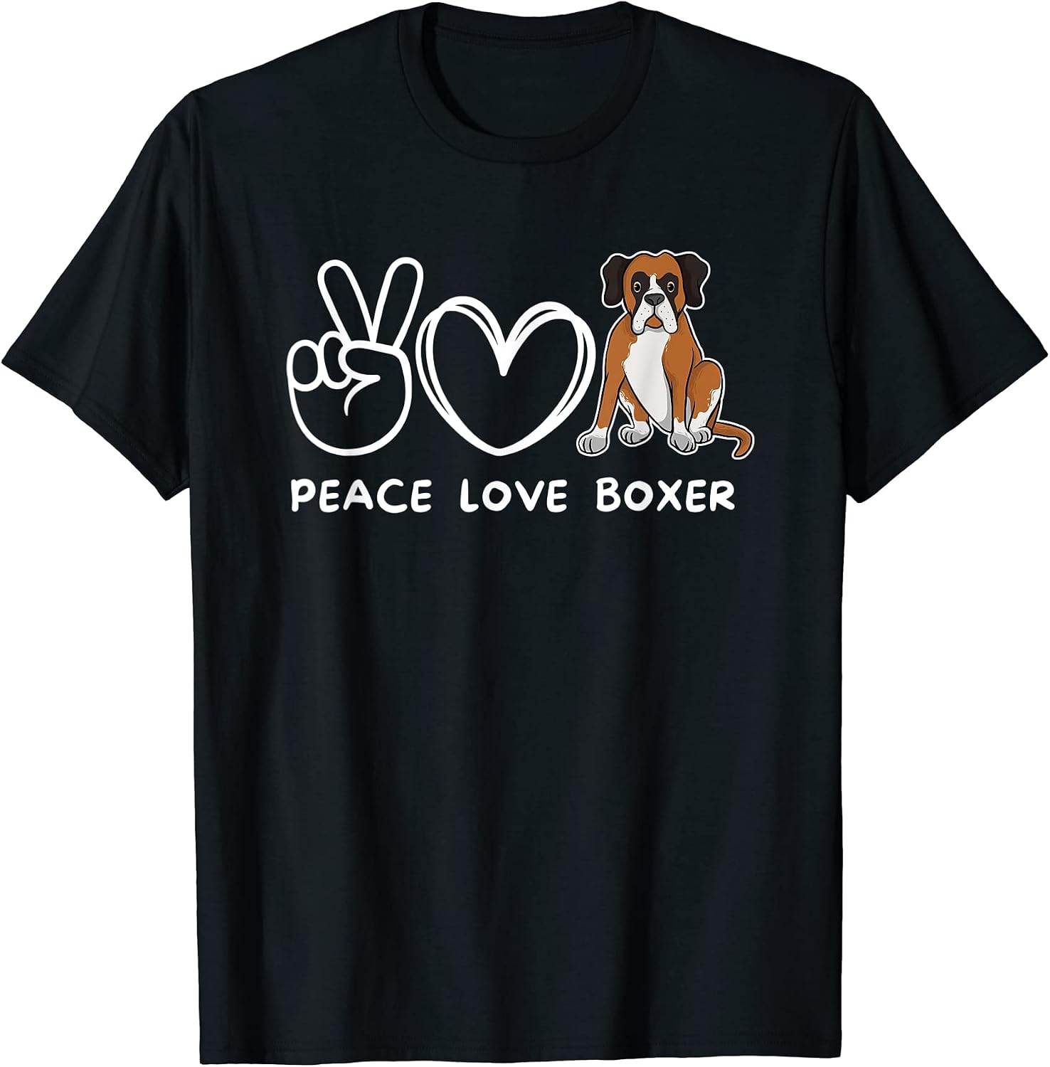 Peace, Love Boxer Dog Retro Lover - Adult & Kids T-Shirts, Sweatshirts & Hoodies apparel design preview 1