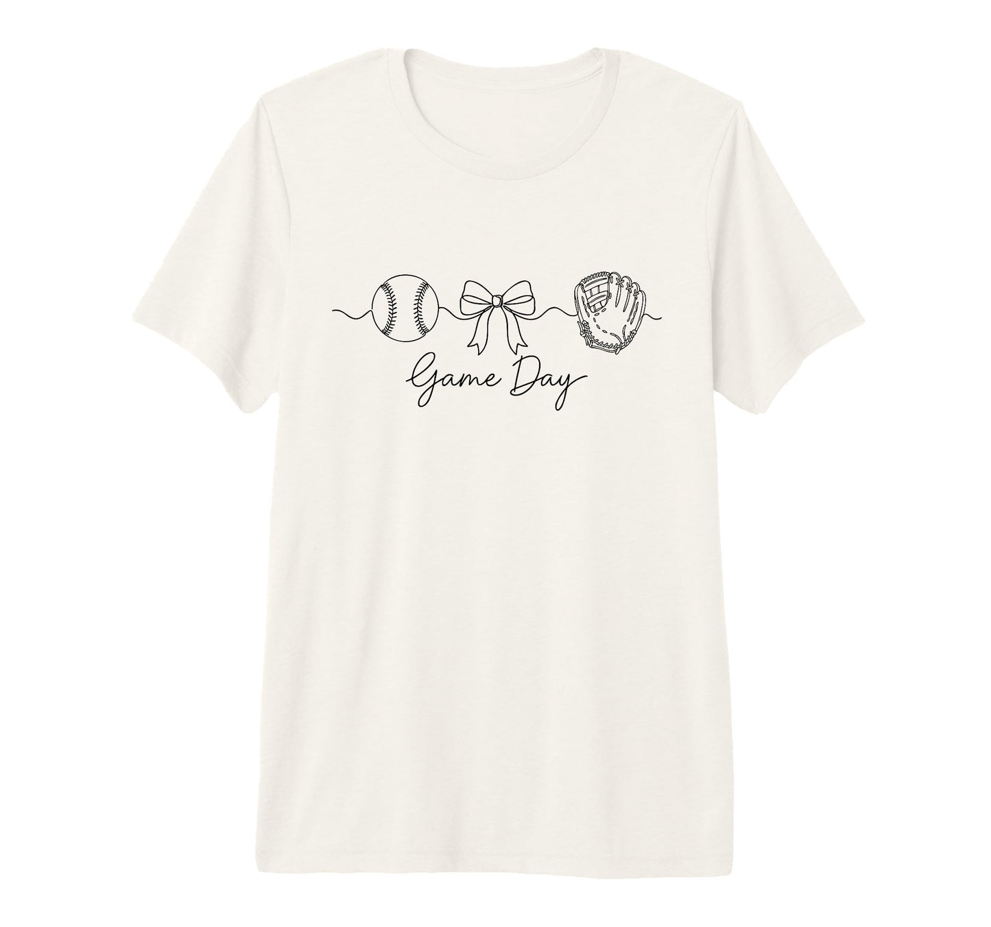 Game Day Baseball Mom Ball Bow Glove T-Shirt - Unique Graphic Men Women - T-Shirt, Sweatshirt, Hoodie