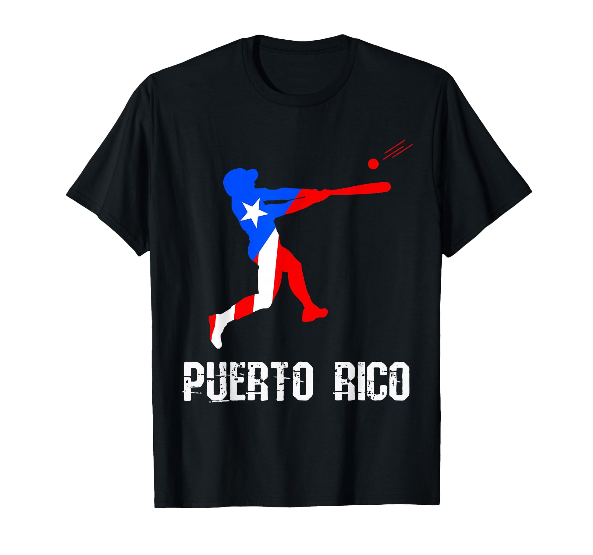 Puerto Rico Baseball Home Run Boricua Flat T-Shirt - Graphic Print Unisex - T-Shirt, Sweatshirt, Hoodie
